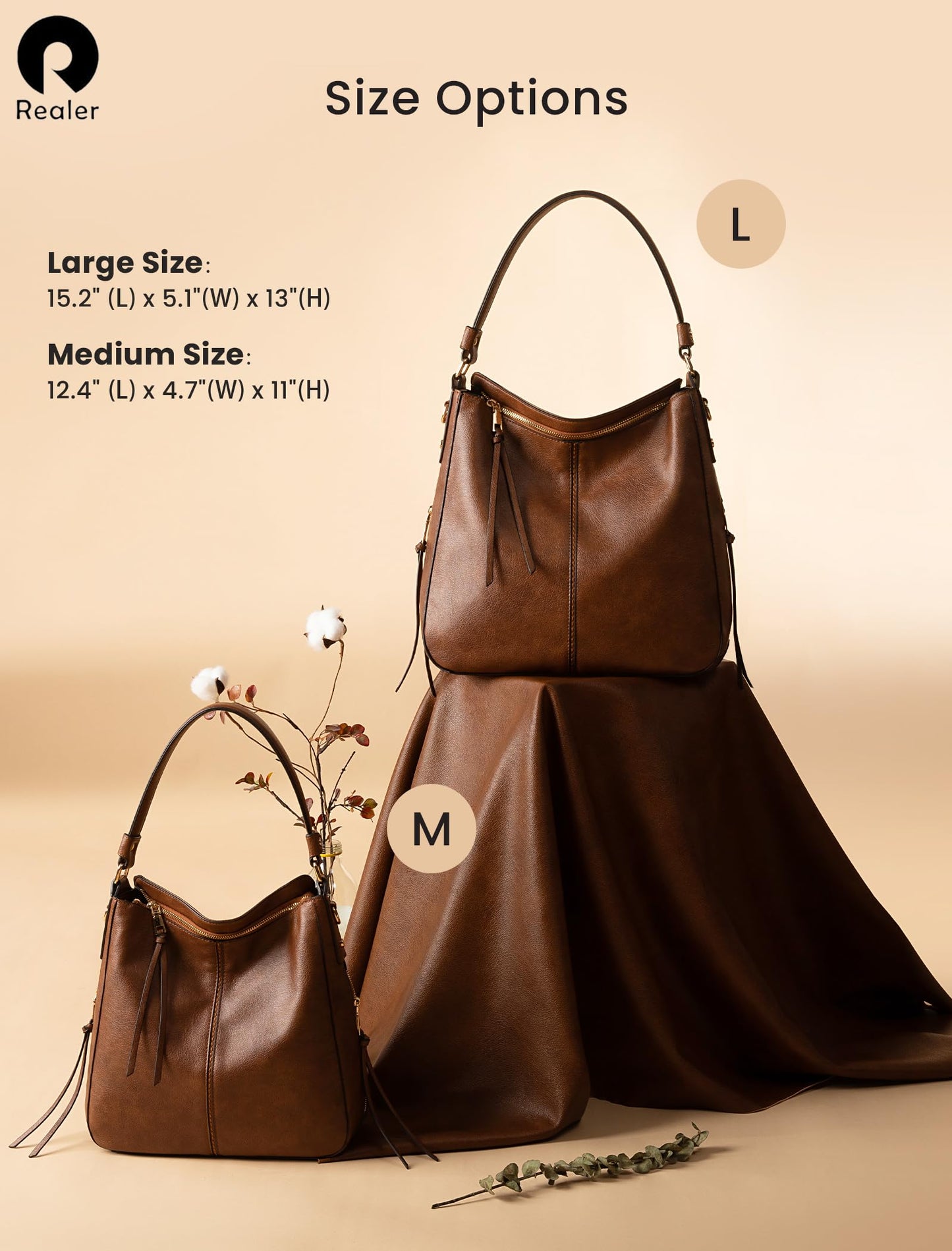 Realer Purses for Women Handbags Ladies Hobo bag Bucket Purse Medium Designer Faux Leather