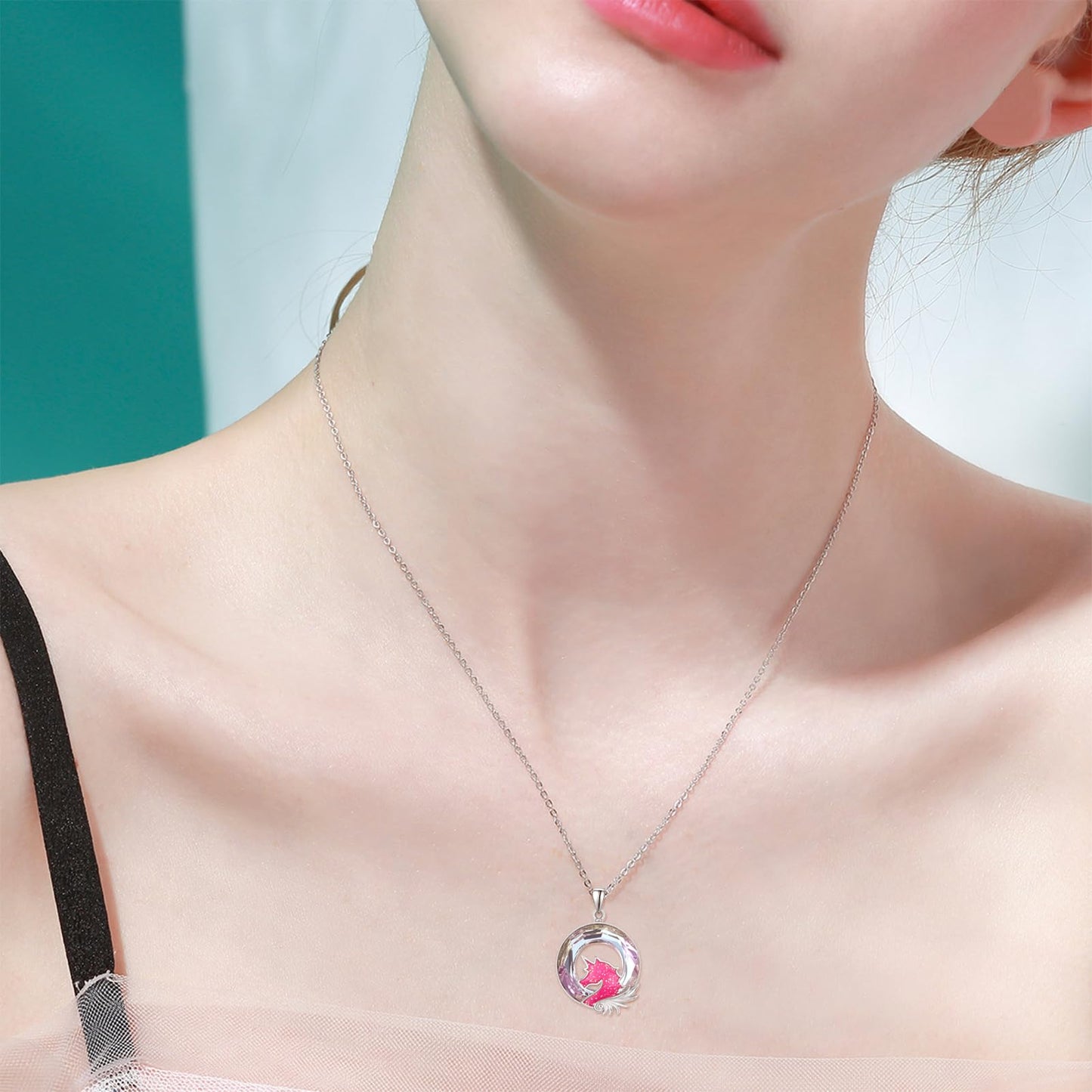 AENEAS Unicorn Necklace 925 Sterling Silver Pink Unicorn Pendant Necklace with Crystal Jewelry Gifts for Women Prime