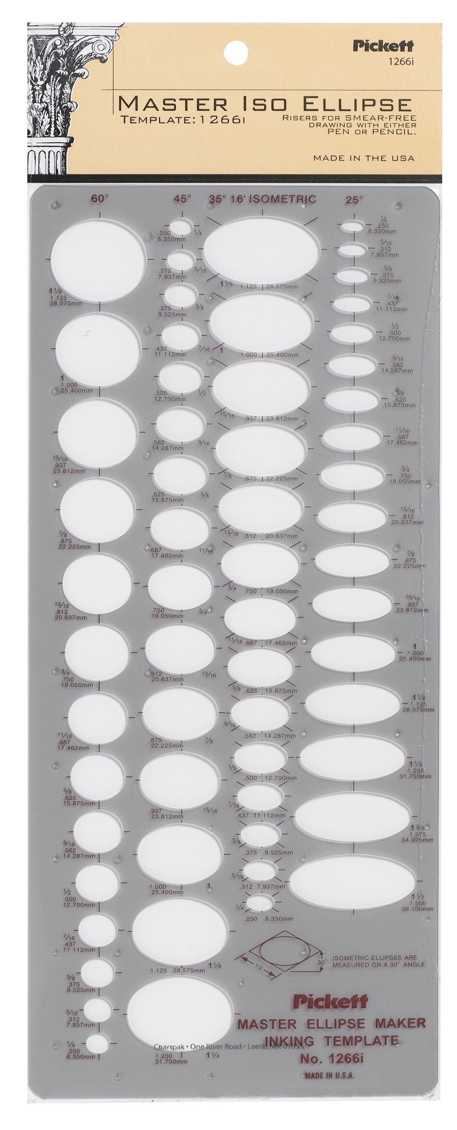 Pickett Master Isometric Ellipse Template (1266I)