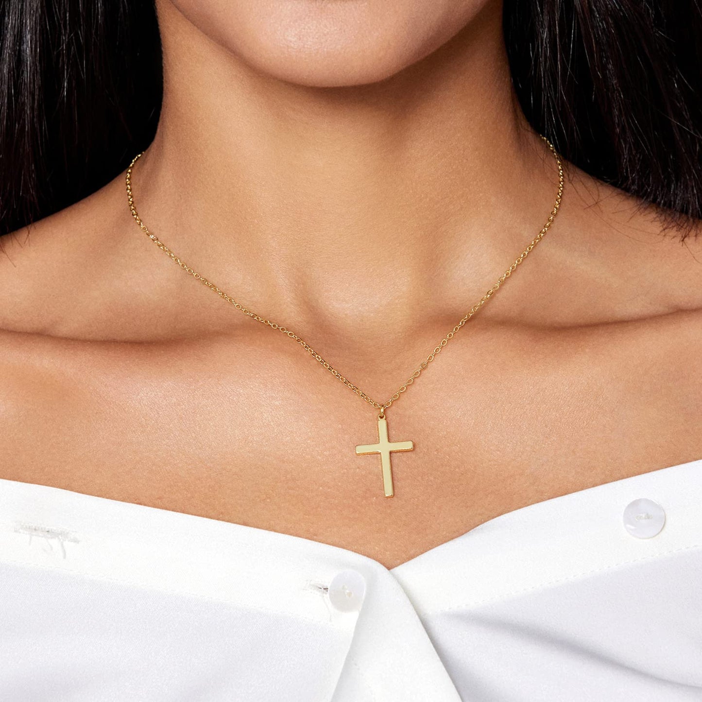 HAXIYA Gold Cross Necklace for Women 18K Gold Plated Chain Necklace Dainty Gold Pendant Necklaces Jewelry Gift for Women