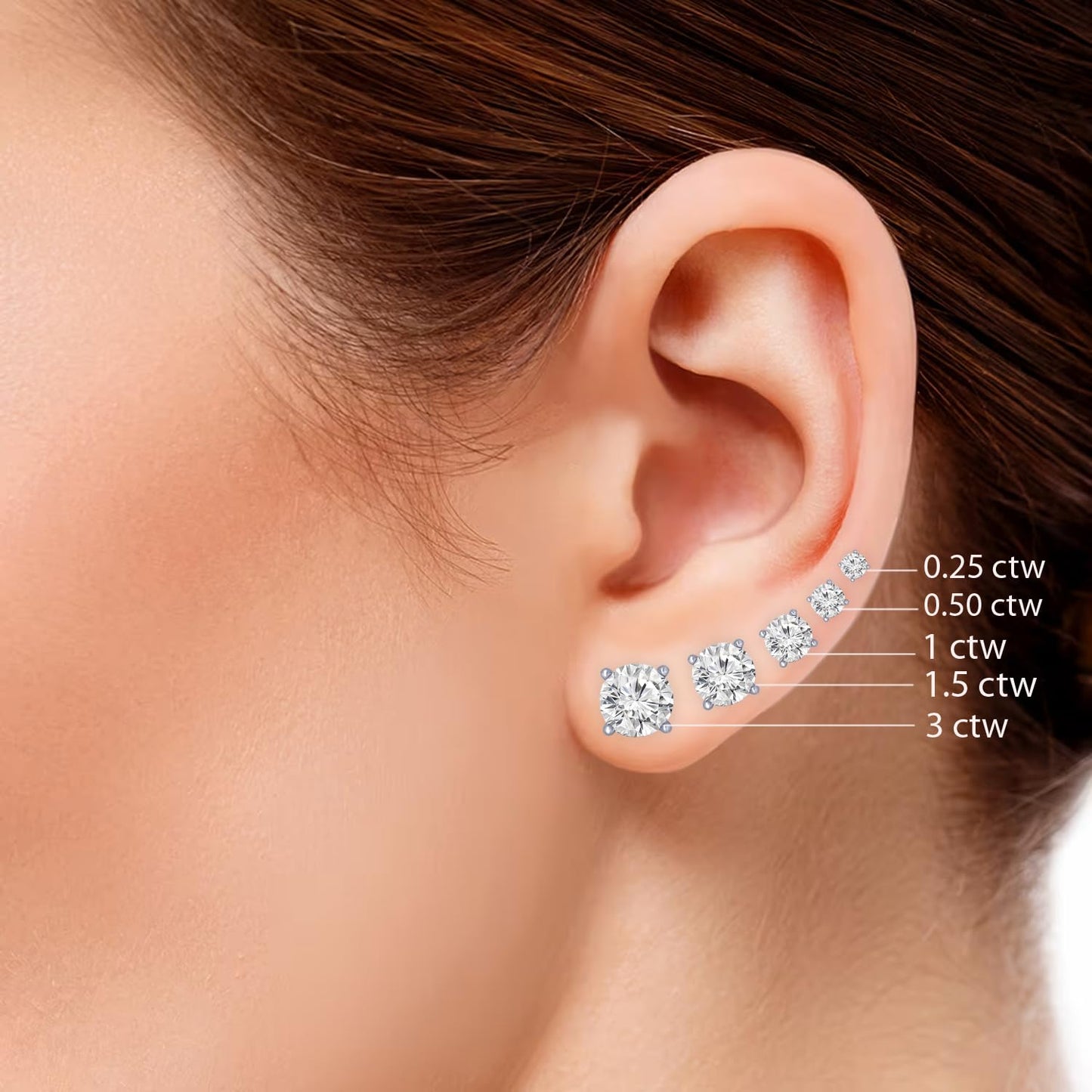 1 Carat 14K White Gold IGI Certified LAB GROWN Round Cut Diamond Stud Earrings for Women 4 Prong Screw Back for her MADE IN USA (E-F Color, VS1-VS2 Clarity)