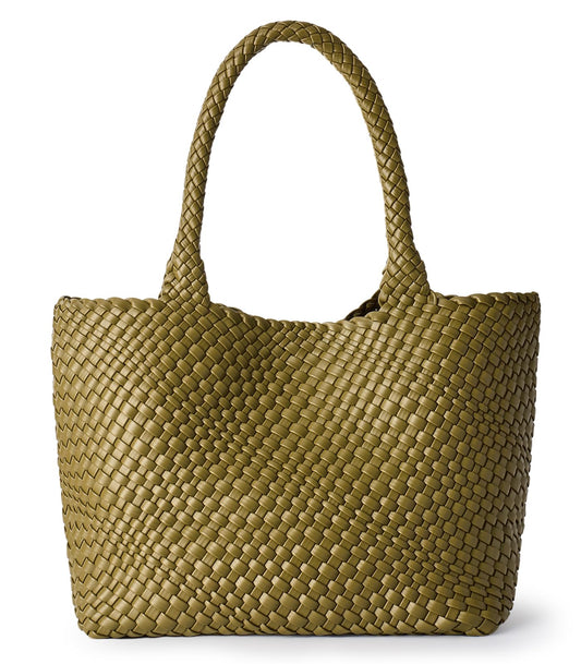 JOTOFIT Woven Tote Bag for Women, Fashion Top Handle Shoulder Bag Soft Vegan Leather Large Work Shopper Summer Beach Travel Handbag Tote Bag with Purse