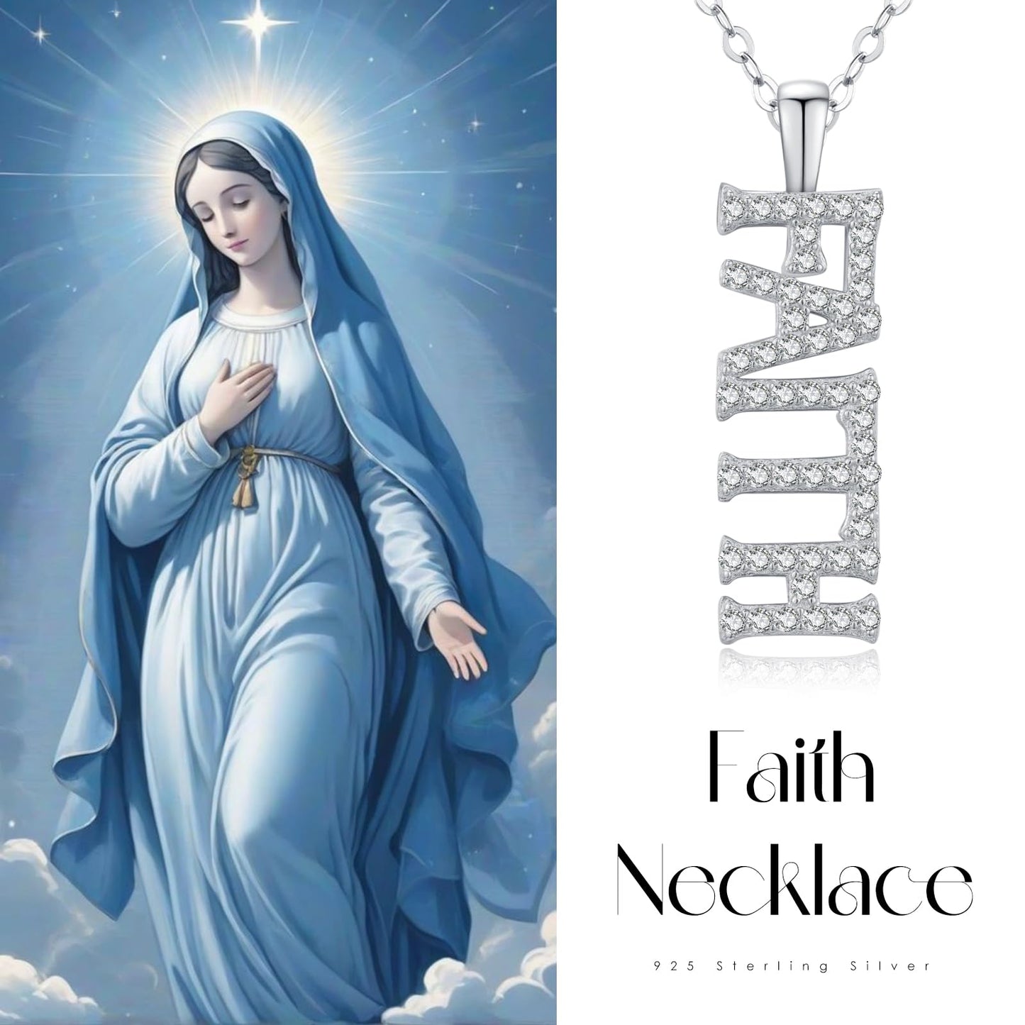 Dreamboat Faith Necklace for Women Sterling Silver Christian Necklace Pendant Confirmation Religious Jewelry Faith Gifts for Women