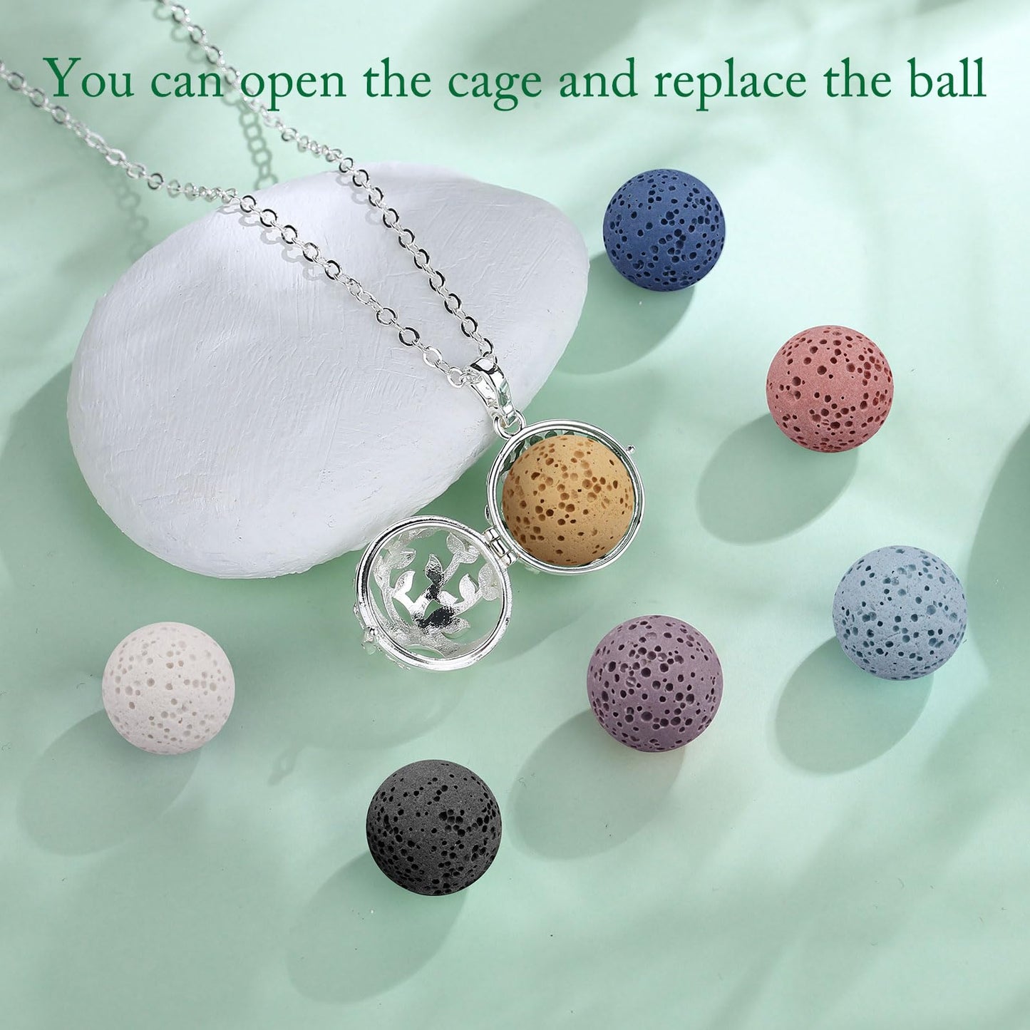 INFUSEU Aromatherapy Necklaces for Women Essential Oil Diffuser Jewelry Lava Stone Rock Tree of Life Pendant Aroma Scented Perfume Locket Gifts