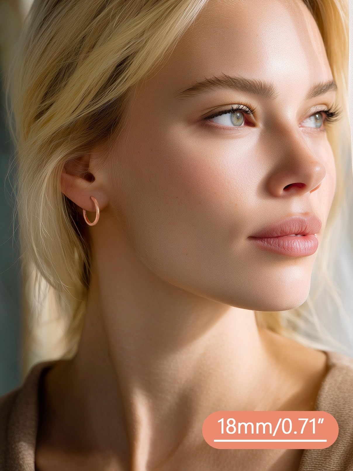 FaithHeart Hoop Earrings for Women, Rose Gold Hypoallergenic Huggie Hoop Earrings, Small Cartilage Earrings for Women 18mm, Send Gift Box