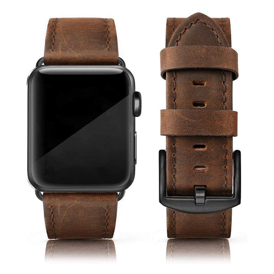 EDIMENS Leather Bands Compatible with Apple Watch 46mm 45mm 44mm 42mm(Series 1 2 3) Band Men Women, Vintage Genuine Leather Wristband Replacement Band Compatible for Apple Watch iwatch Series 10 9 8 7 6 5 4 SE