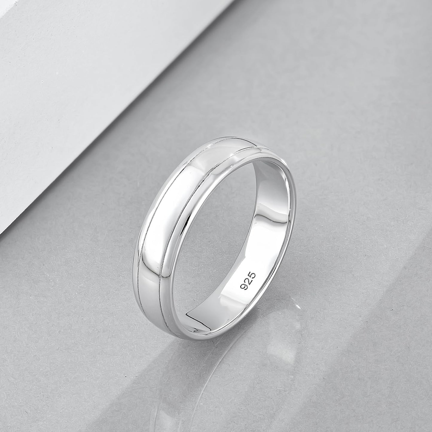 STARCHENIE 5mm Wedding Band Ring, 925 Sterling Silver Comfort Fit, Sizes 9