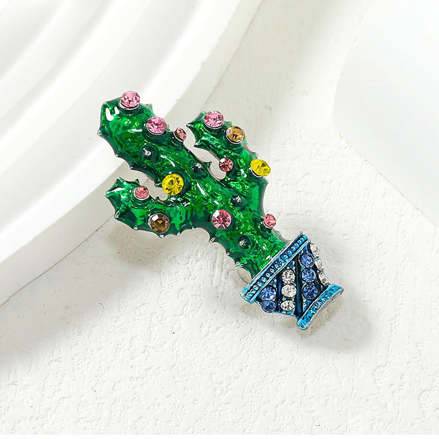 Cactus Brooch Pin for Women Rhinestone Crystal Lapel Pin Sweater Scarves Hats Backpacks Corsage Accessories Dainty Green Jewelry Christmas Birthday Gifts