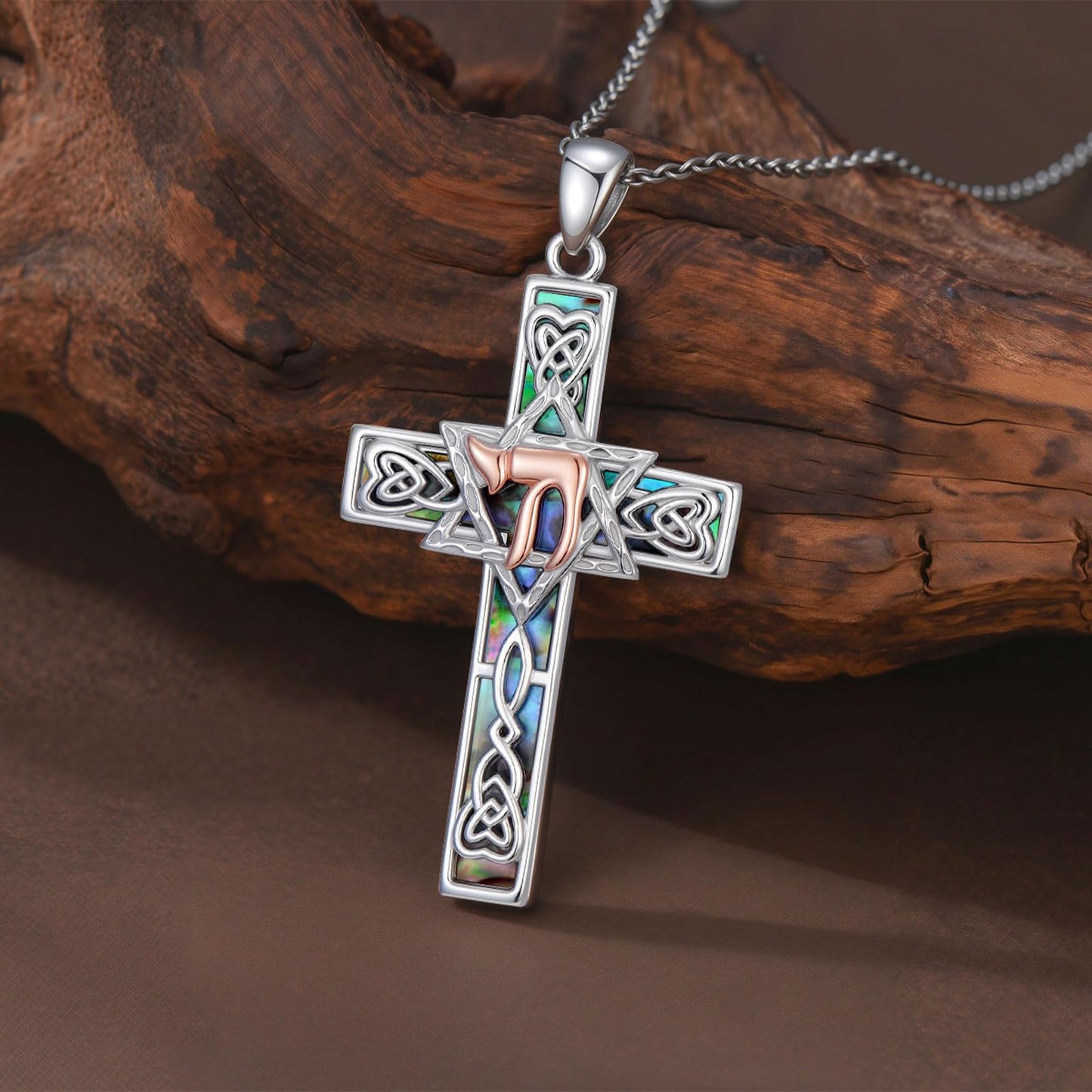 KoyeKei Chai Star of David Necklace for Women 925 Sterling Silver Star of David Chai Cross Pendant Necklaces Jewish Judeo Jewelry Hanukkah Graduation Mothers Day Gifts for Mom Wife