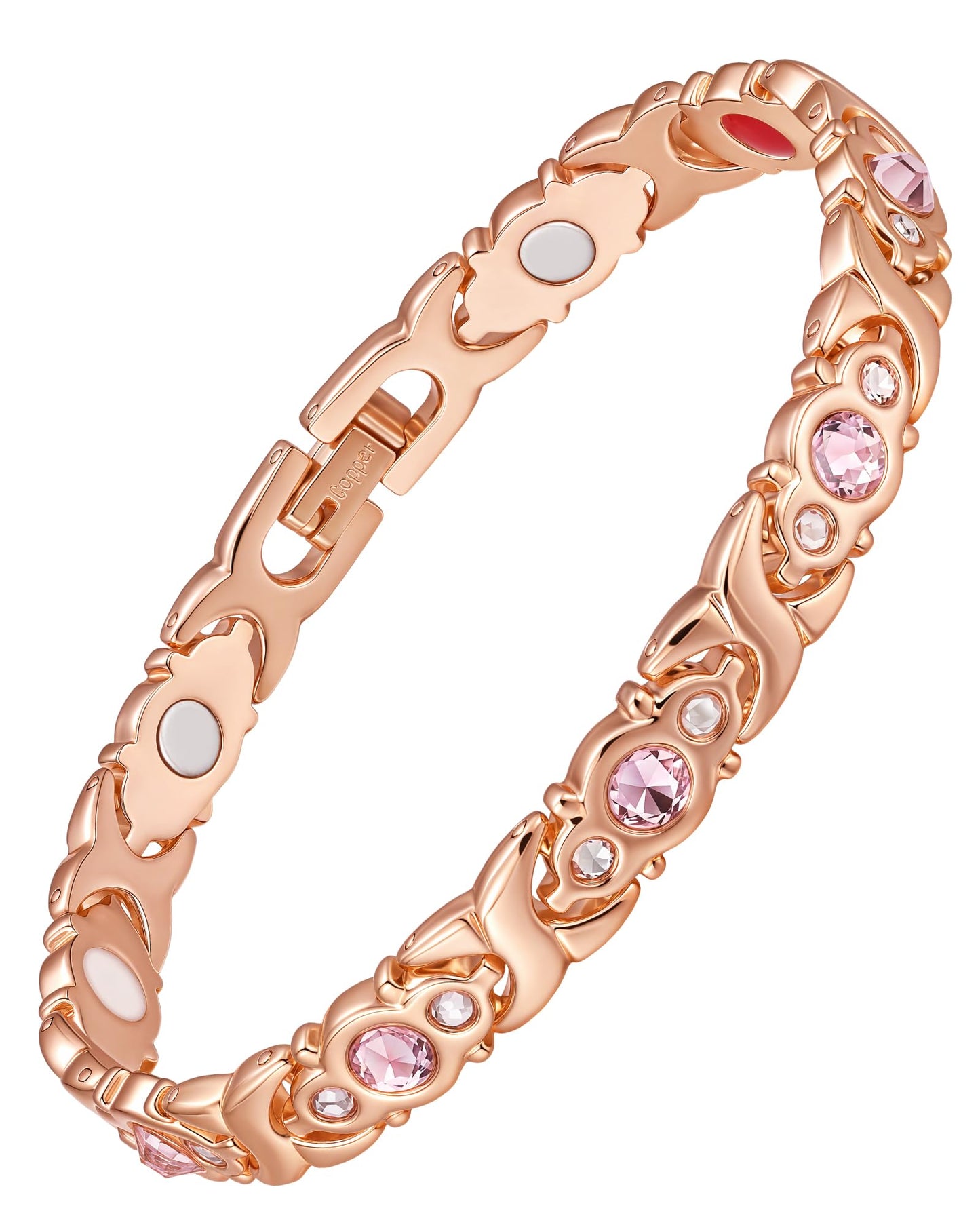 Jecanori Pure Copper Bracelet for Women, Effective Magnetic Bracelet With 4 Element Magnets & Sparkling Cubic Zirconia, Ideal Jewelry Gift