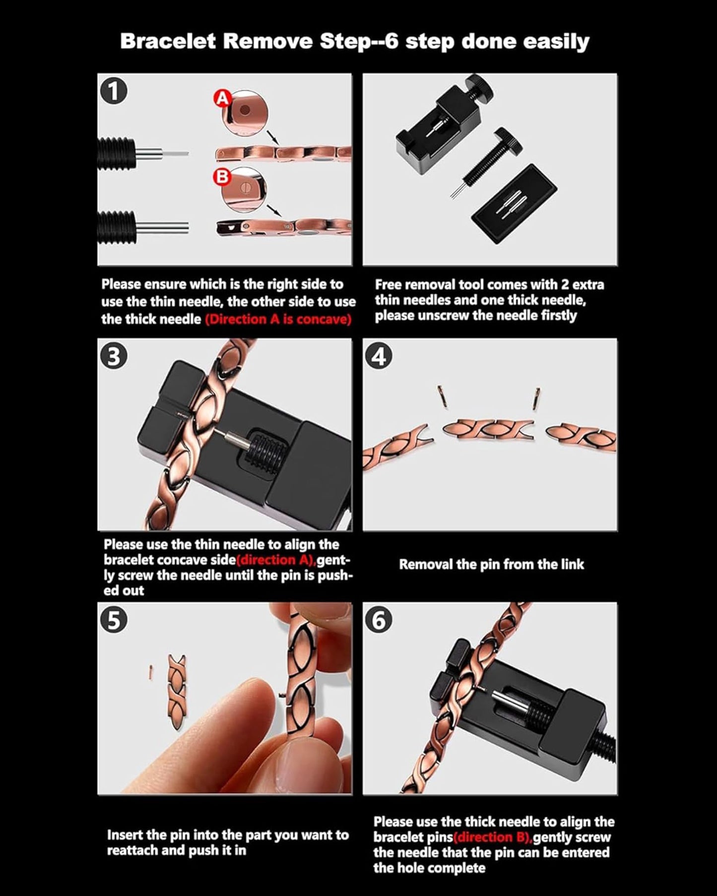 Jecanori Pure Copper Bracelets for Women, Effective Copper Magnetic Healing Bracelets for Women, Jewelry Gifts with Sizing Tool