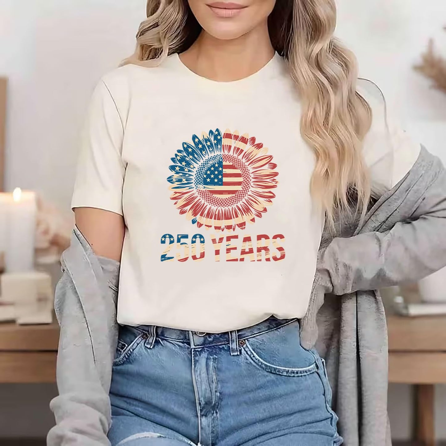 6 Sheets 250th Anniversary USA Iron on Patches Heat Transfer Independence Day Flower and USA Flag Designs 4th of July DTF Transfers Vinyl Stickers Supplies for T-Shirts Bags Clothes DIY Craft Decor