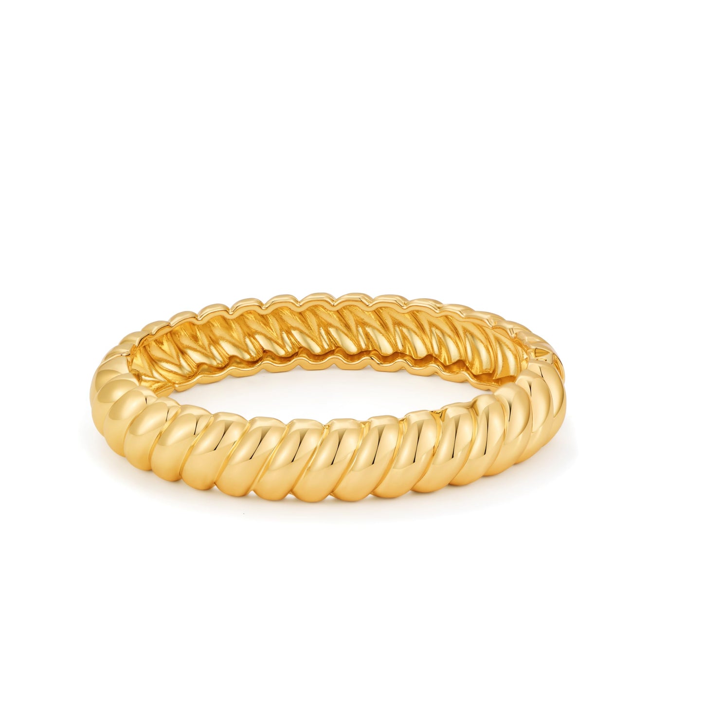 HUAYUNFANG Chunky Gold Bangle Bracelets for Women Twisted Hinged Wrist Cuff Bracelets Open Spiraled Oval Bracelet Trendy Jewelry for Women