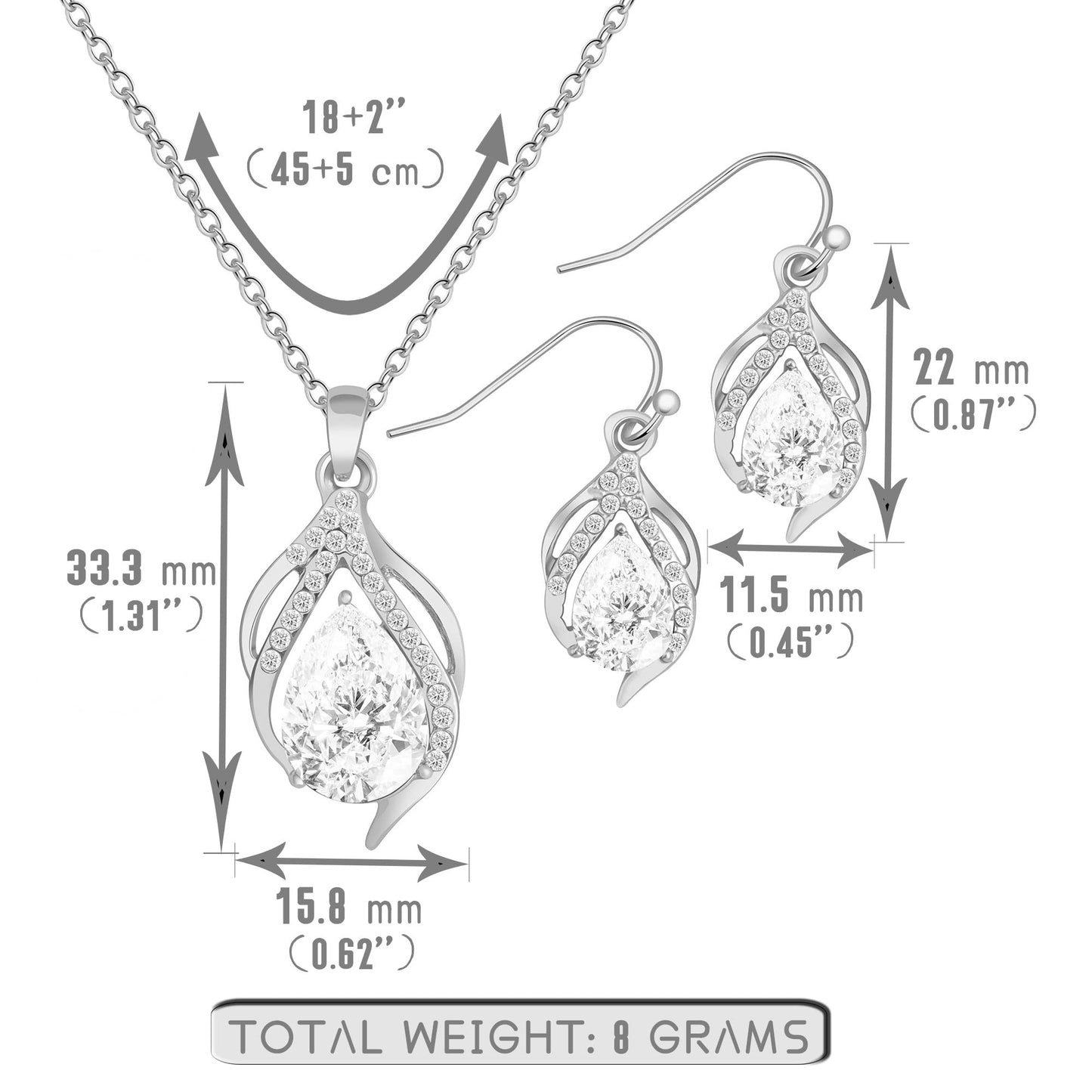 OTTFF Bridesmaid Jewelry Set Gift for Women 6 Sets Silver Plated Pave Rhinestone & Crystal Necklace Earrings Set for Wedding/Engagement/Anniversary
