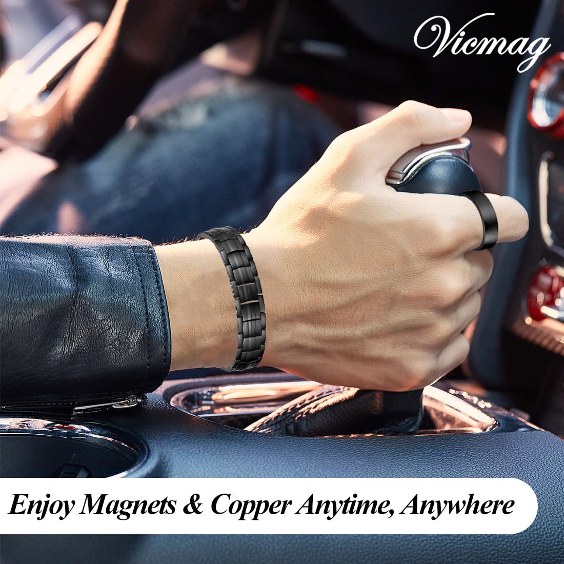 Vicmag Copper Bracelet for Men 99.9% Solid Pure Copper Gift with Adjustment Tool Bracelet & Ring Set Bracelet Set