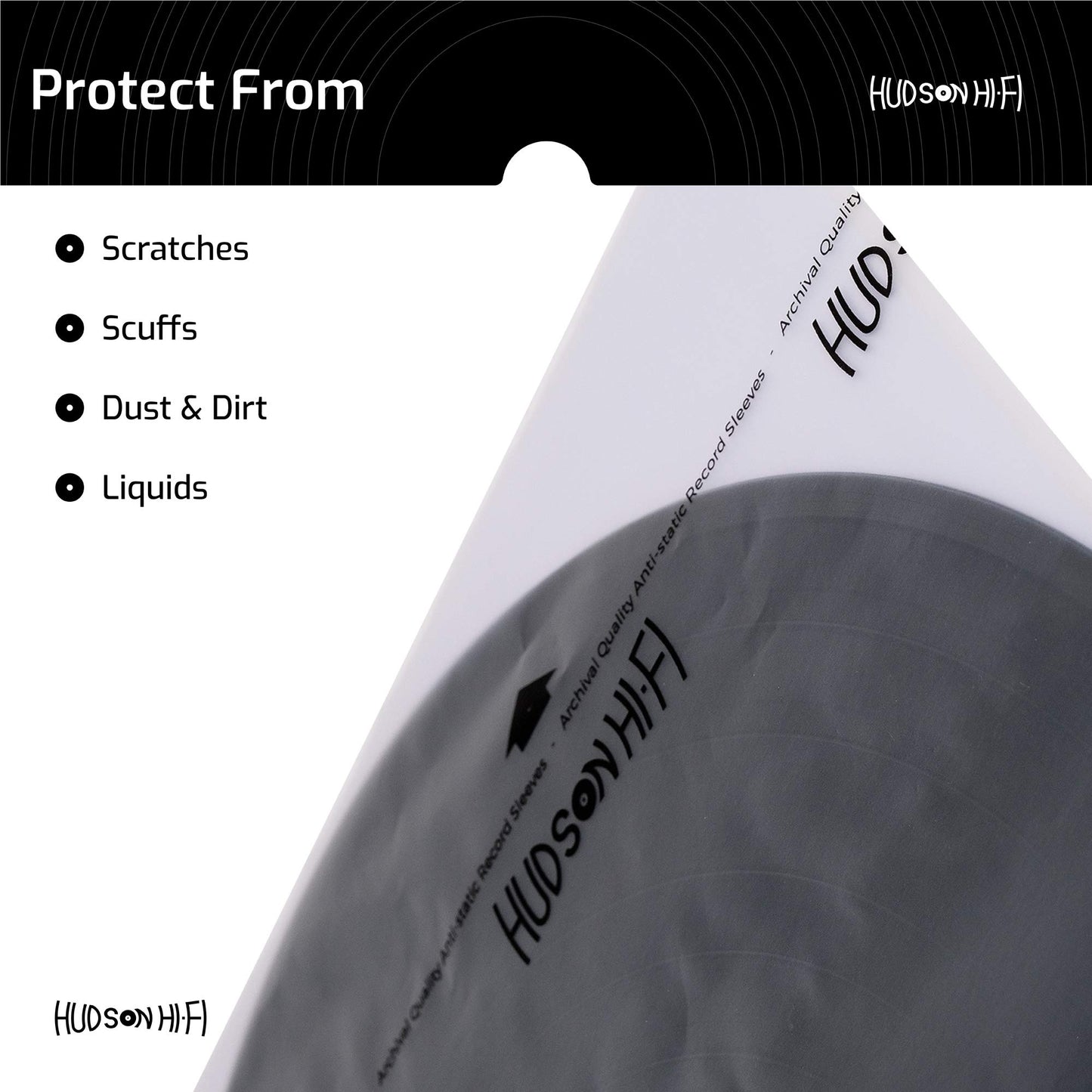 Hudson Hi-Fi Anti-Static Vinyl Record Sleeves - Durable Clear Disc Sleeves- Protect Your LP Albums from Scratches, Dust & Dirt - Acid-Free Rice Paper Disc Covers, 100x Inner Sleeves
