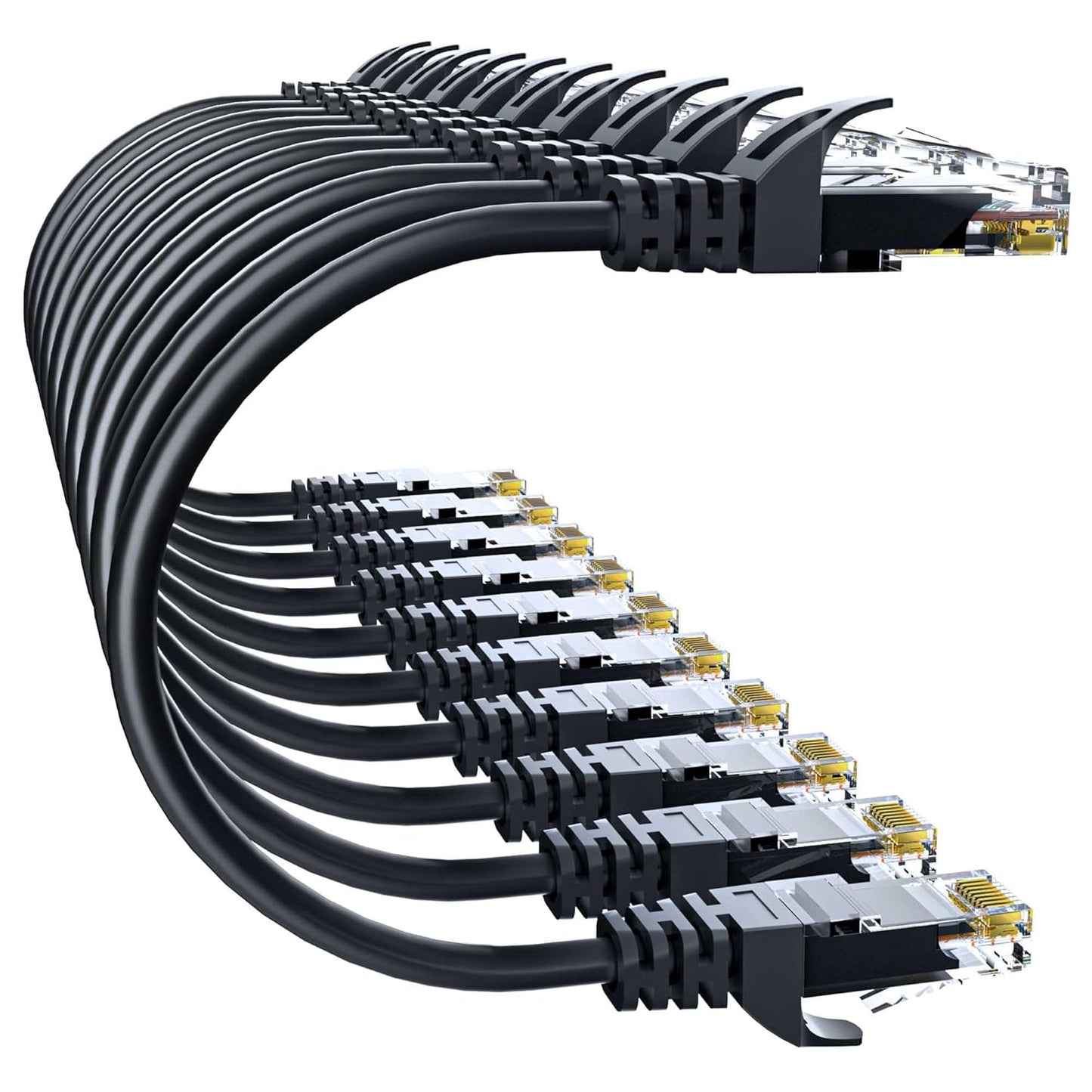 10Gsupxsel 6 5FT 10Pack, Cat6 10Gbps, Cat6 6 Cat Ethernet Cable Ethernet Patch Cable High-Speed UTP Network Cable Pure