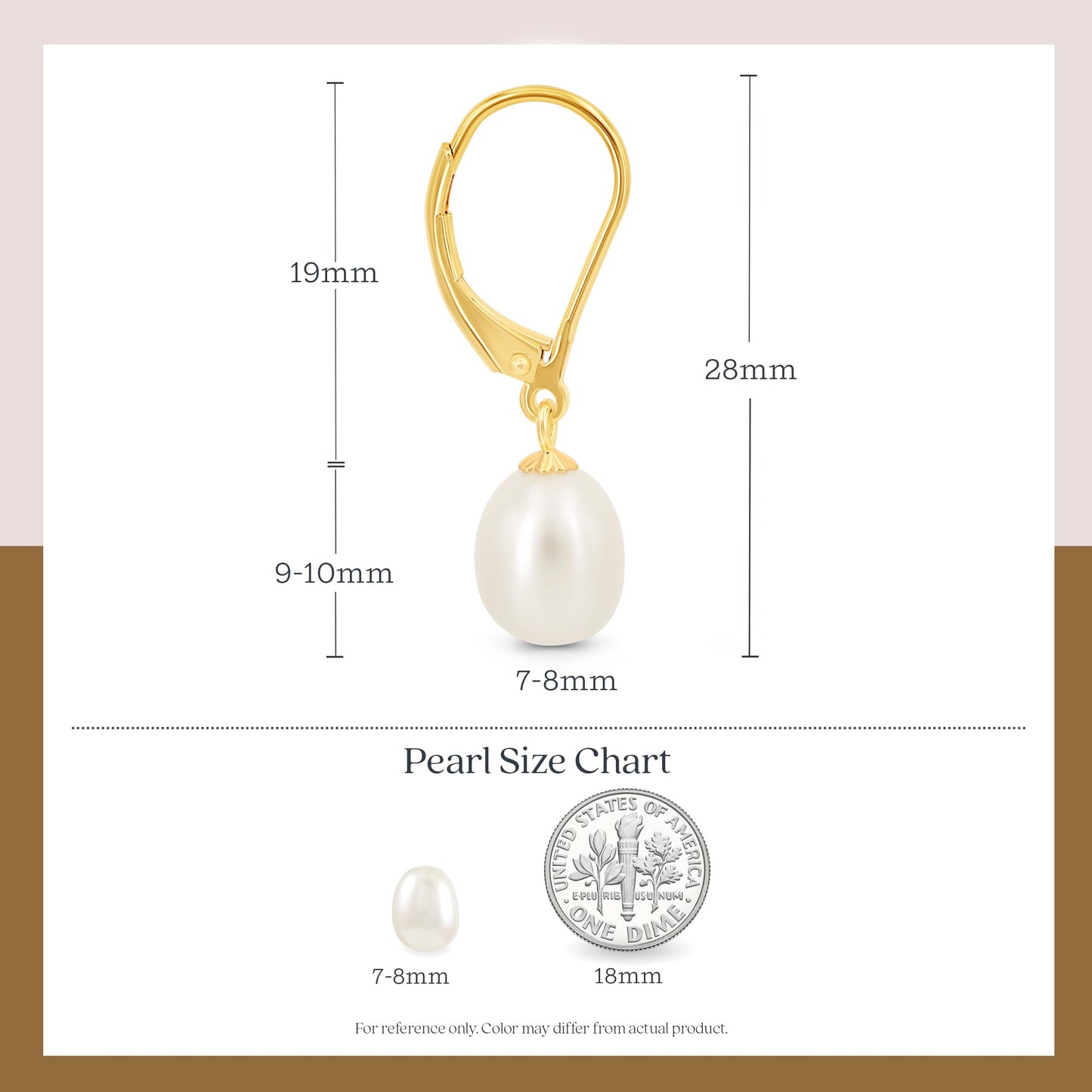 KEZEF Freshwater Pearl Drop Earrings, 14K Gold Plated Sterling Silver, 7-8mm Silver Dangle Earring for Women, Leverback Hypoallergenic Bridal White Pearl Earrings for Women dangling jewelry bridesmaid