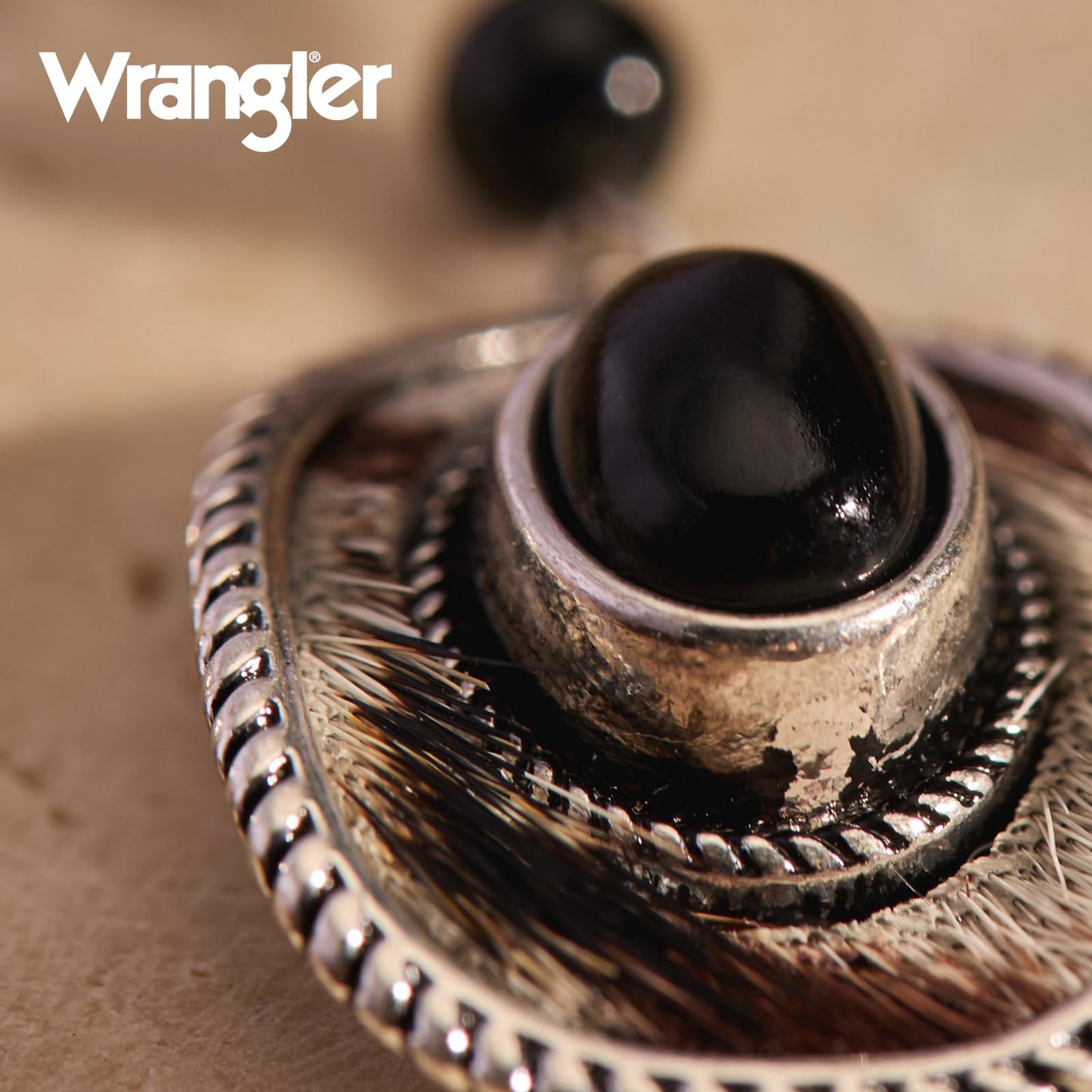 Wrangler Western TearDrop Dangle Earrings for Women Country Statement Genuine Horsehair Turquoise Vintage Cowgirl Cowboy Jewelry (Silver-Black A)