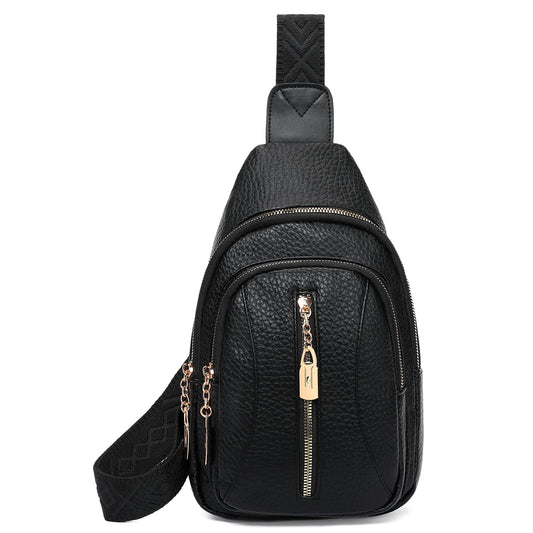 GOIACII Cossbody Bag for Women Sling Bag Anti Theft Travel Purse Fanny Packs Leather Black
