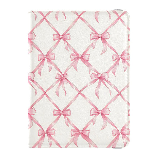 zyrtty Passport Holder, Pink Bow Plaid Pattern Passport Cover Travel Wallet with Credit Card Slots Rfid Wallet Waterproof Documents Organizer Women Men