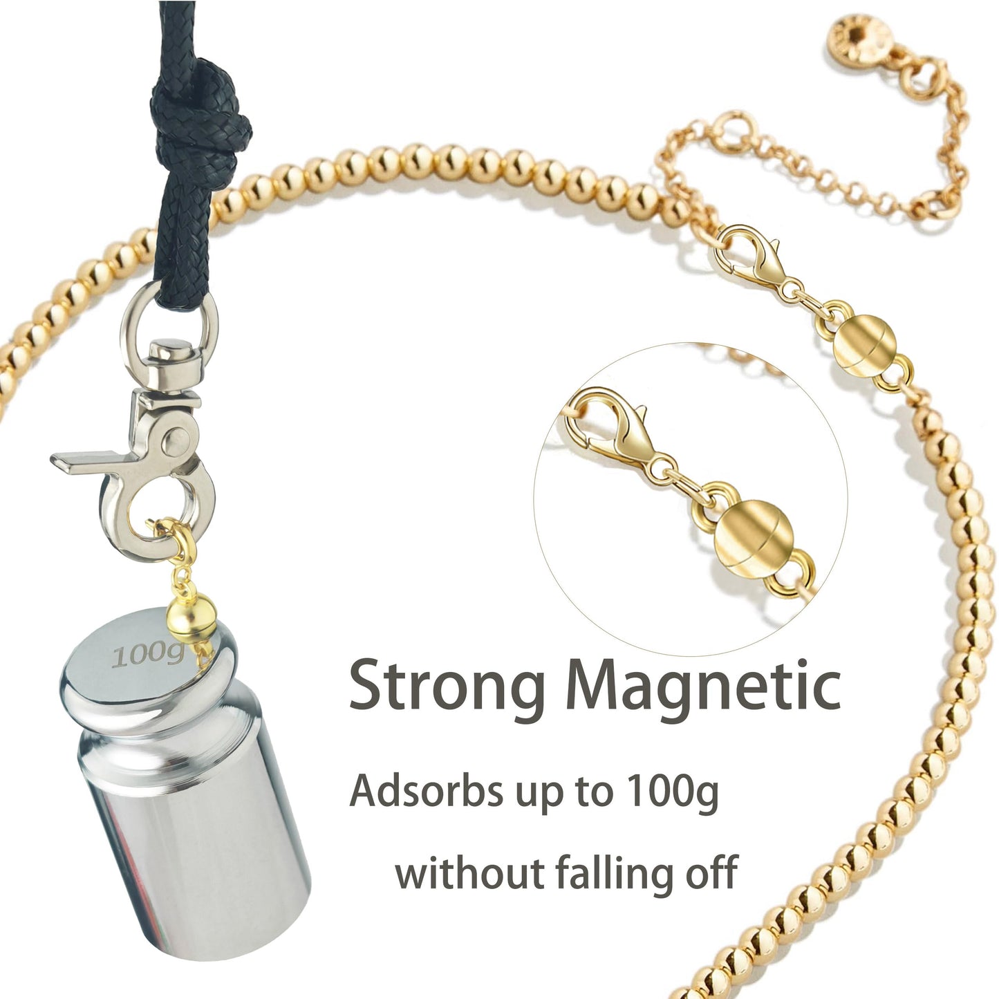 MKCYD Magnetic Necklace Clasp with Lobster Clasp,14K Gold and Silver Magnetic Jewelry Clasps for Necklace Extender Bracelet Closures (12Pcs Ruond Gold & Silver)