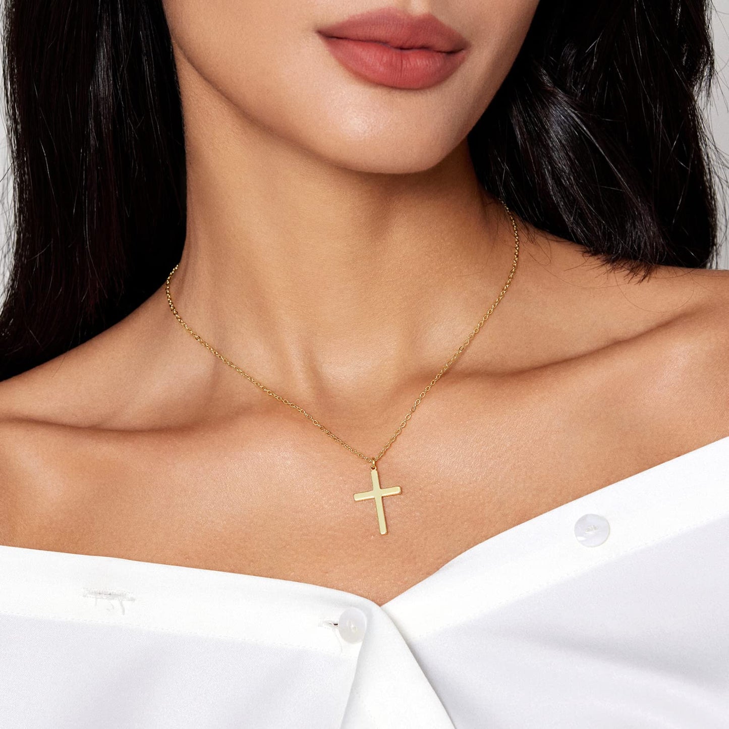 HAXIYA Gold Cross Necklace for Women 18K Gold Plated Chain Necklace Dainty Gold Pendant Necklaces Jewelry Gift for Women