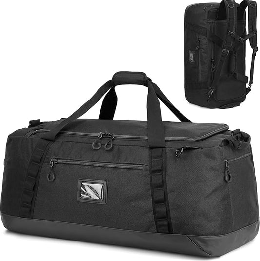 TUGUAN Extra Large Travel Duffle Bag Backpack for Men with Adjustable Dividers 120L Big Weekend Overnight Bag with ID Pocket Shoulder Strap Heavy Duty Sports Duffel Bags for Camping Gym, Black