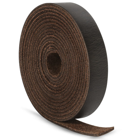Ringsun 1/2 Inch Wide Flat Leather Straps for Crafts, Full Grain Leather Strips Cord String for Crafts, Tooling (2mm Thick 72.5 Inches Long Black Coffee)