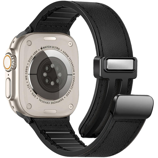 WestEagle Magnetic Leather Bands Compatible with Apple Watch 49mm 46mm 45mm 44mm 42mm(S3/2/1) for Men Women, Genuine Leather with Magnetic Buckle for iWatch Ultra1/2/3 Series SE11/10/9/8/7/6/5/4/3/2/1