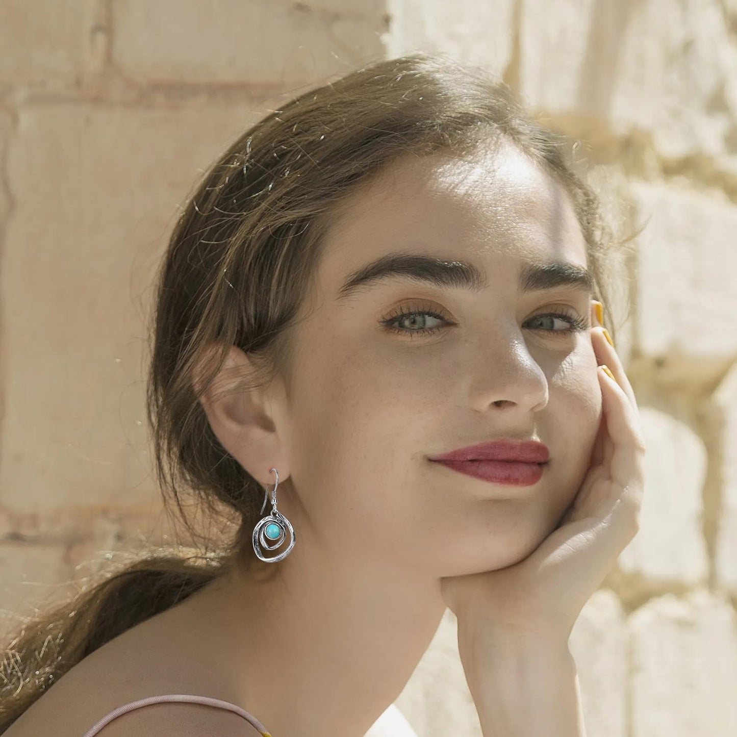 Phyonio Turquoise Earrings for Women 925 Sterling Silver Turquoise Dangle Earrings Vintage Swirl/Spiral Ear Hook Earrings