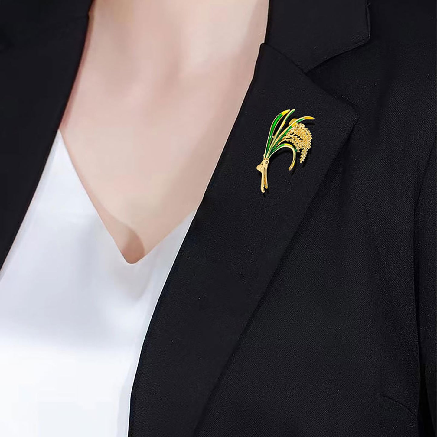 Wheat Brooch for Women Drip Oil Wheat Flower Brooch Delicate Bouquet Lapel Pin Coat Shirt Corsage Suit Anniversary Jewelry Mother's Day Gift