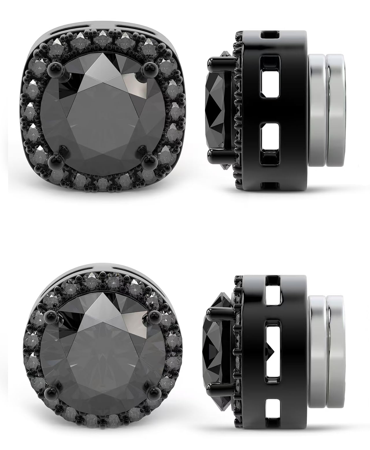2 Pairs Magnetic Earrings for Men Clip On Fake Earrings Non Pierced, Stainless Steel Magnet Nose Stud Piercings for Women, 6MM, Black Color