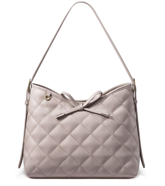 LOVEVOOK Purses for Women Soft Leather Hobo Handbags Diamond Pattern Quilted Crossbody Bag Designer Carteras Para Mujer Bucket Purse, Solid-Nude