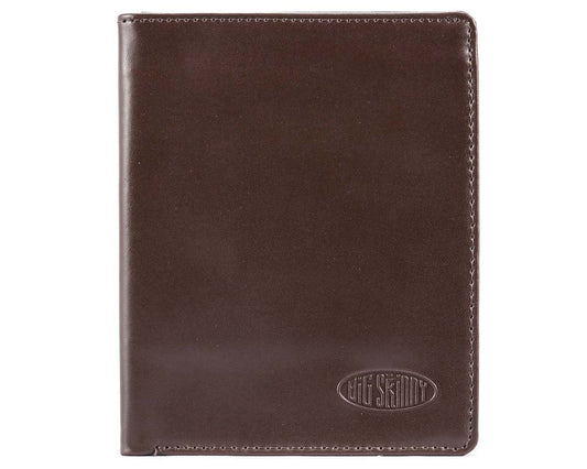Big Skinny Men's Hipster Leather Bi-Fold Slim Wallet, Holds Up to 40 Cards, Brown