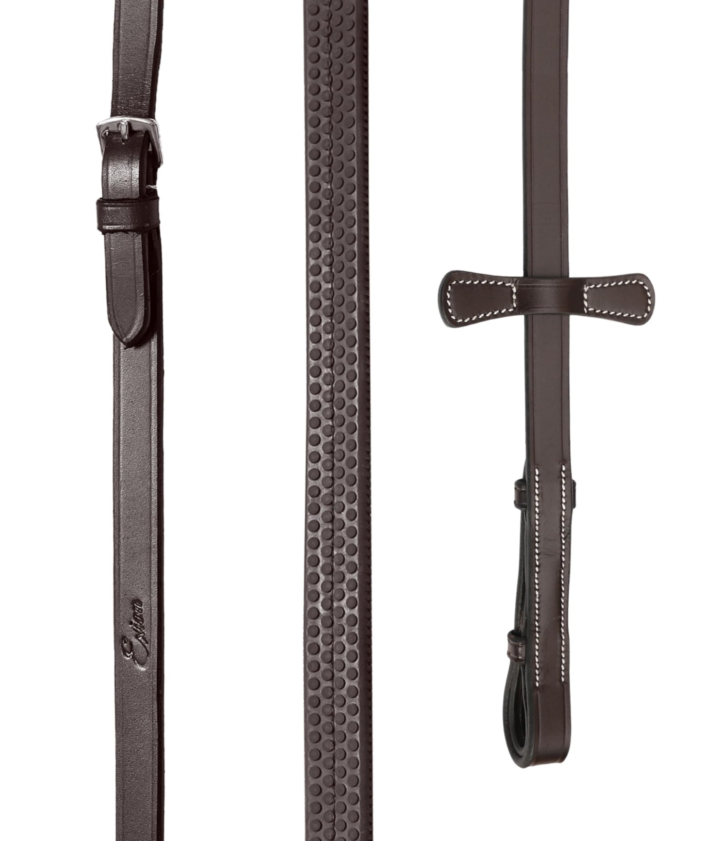 ExionPro Anatomical Snaffle Jumping Bridle for Horses with Removable Flash Noseband & Rubber Reins– Premium Vegetable-Tanned Leather, SS Buckles, Padded MonoCrown, Designer Stitching