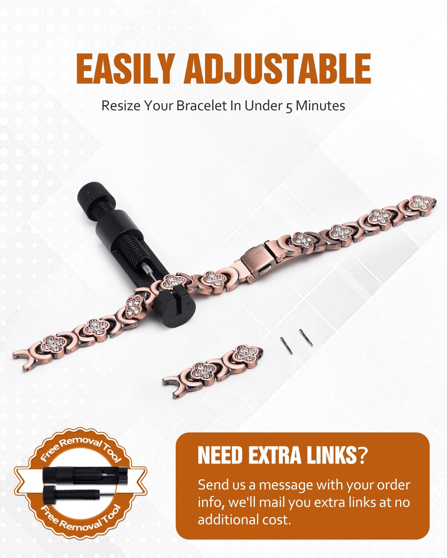 Jecanori Copper Magnetic Bracelets for Women&Ring, Pure Copper Bracelet with 3500 Gauss Magnets,Ideal Gift