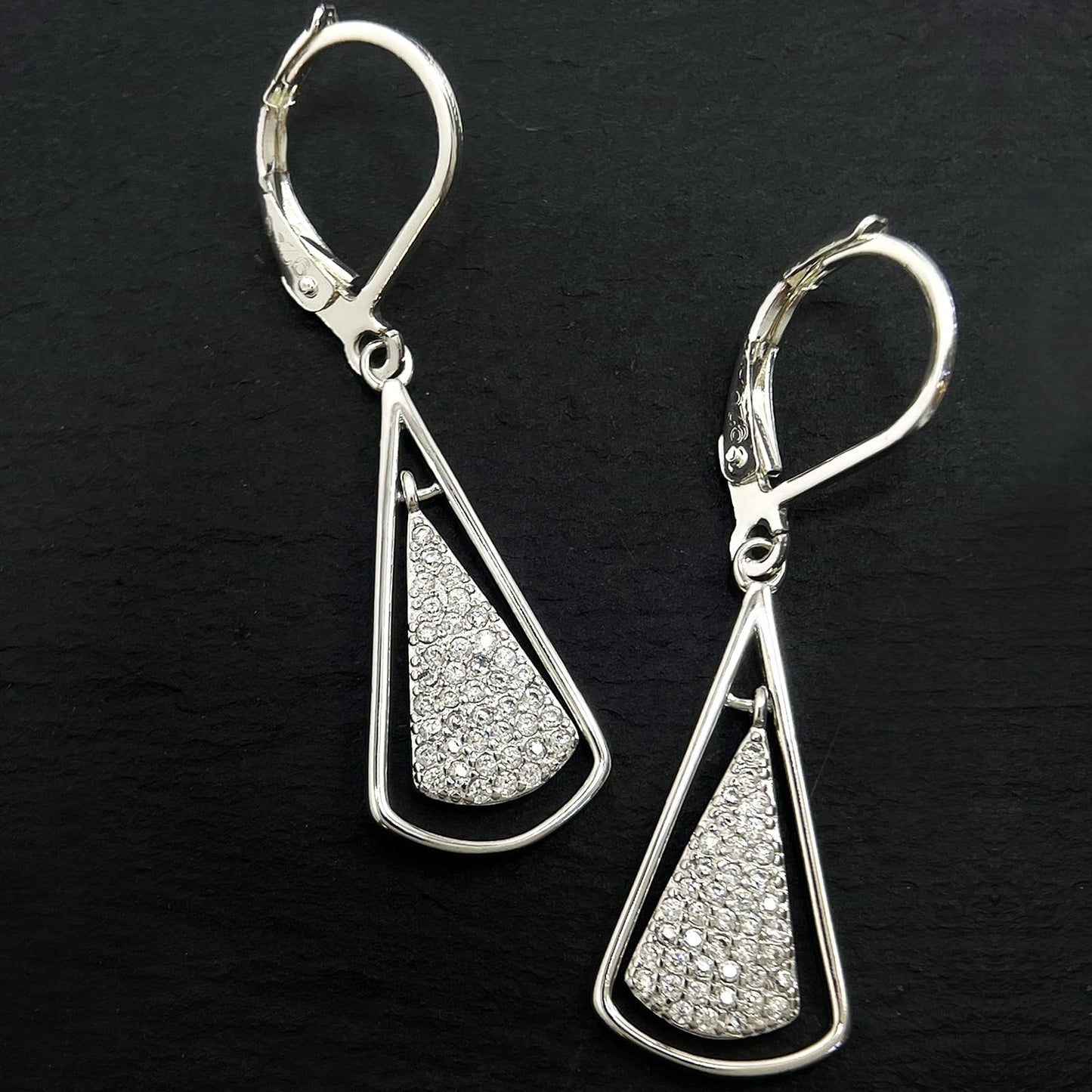 Hypoallergenic Silver Leverback Earrings for Women, Sparkly Teardrop Dangle Earrings, Lightweight, Tarnish-Resistant, Nickel-Free, Perfect for Work, Parties & Gifts