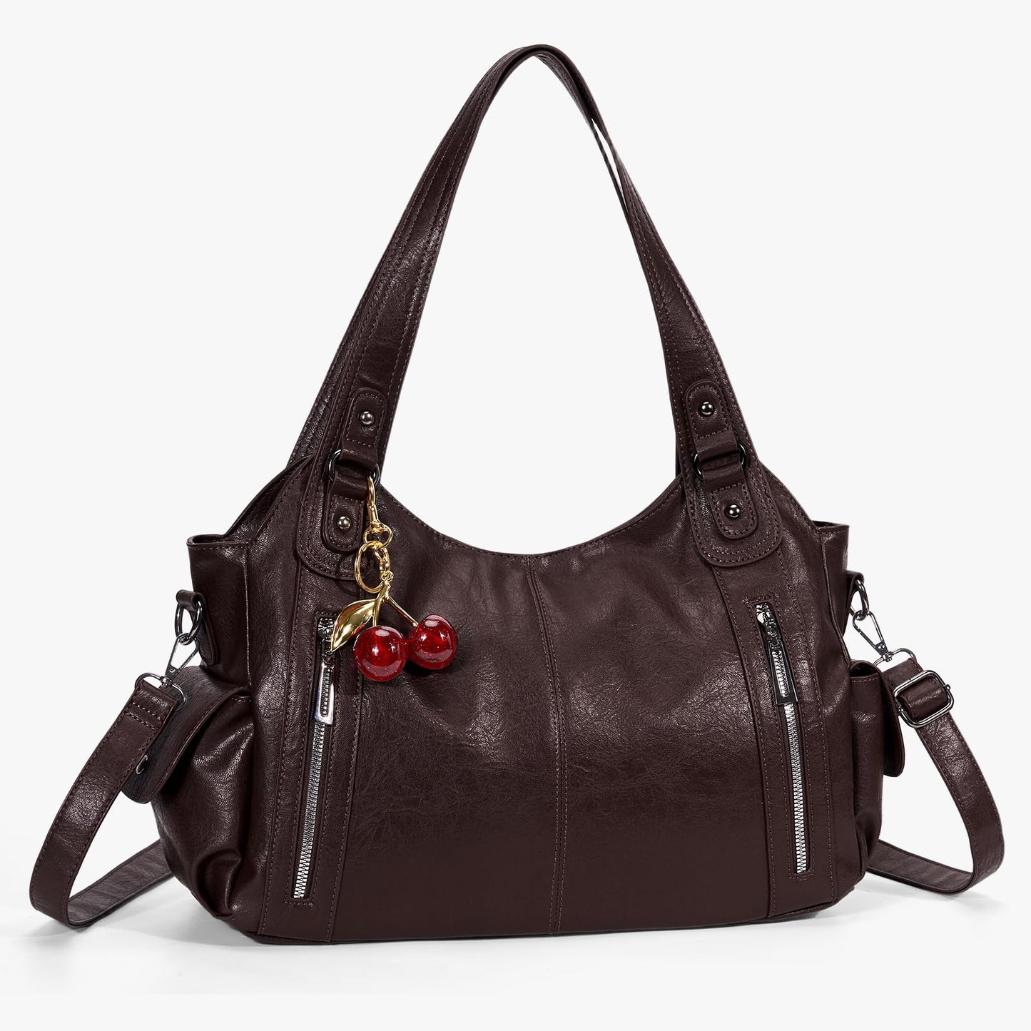 BBIQI Slouchy Hobo Shoulder Bag for Women Soft Leather Purse and Handbags Punk Style Tote Bag Crossbody Y2k Bags (Coffee)