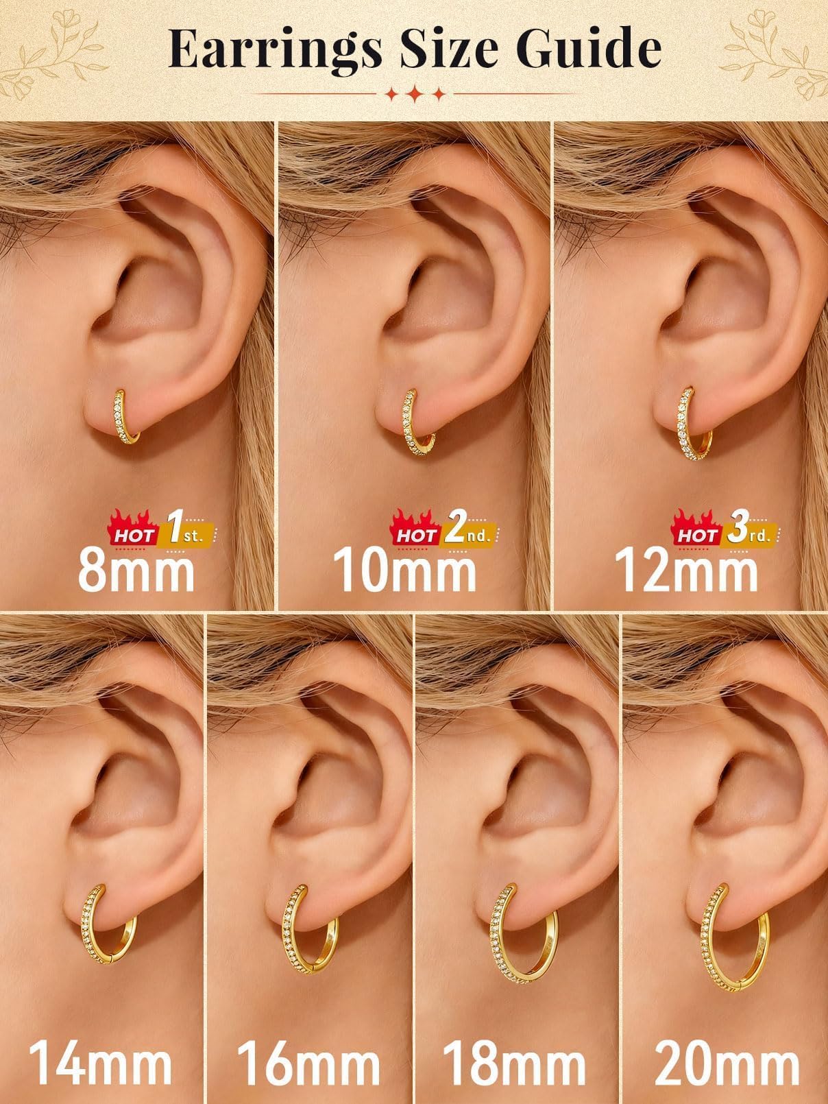 FaithHeart 925 Sterling Silver Cubic Zirconia Huggie Hoop Earrings, Small Silver Hoop Earring for Women, 14K Gold Hypoallergenic Cartilage Earrings for Women 8mm