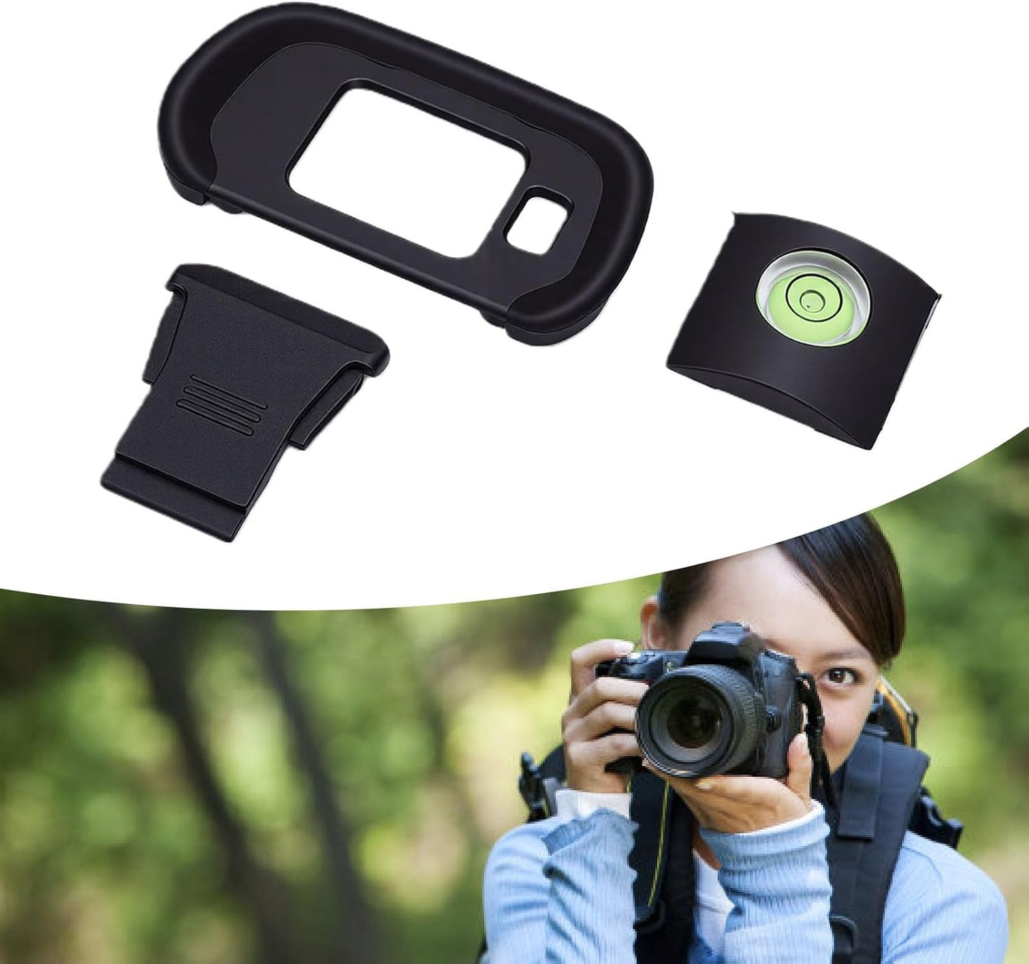 R7 Bewinner Viewfinder Eyecup & Hot Shoe Cover | Soft Silicone Kit with Bubble Level for Camera