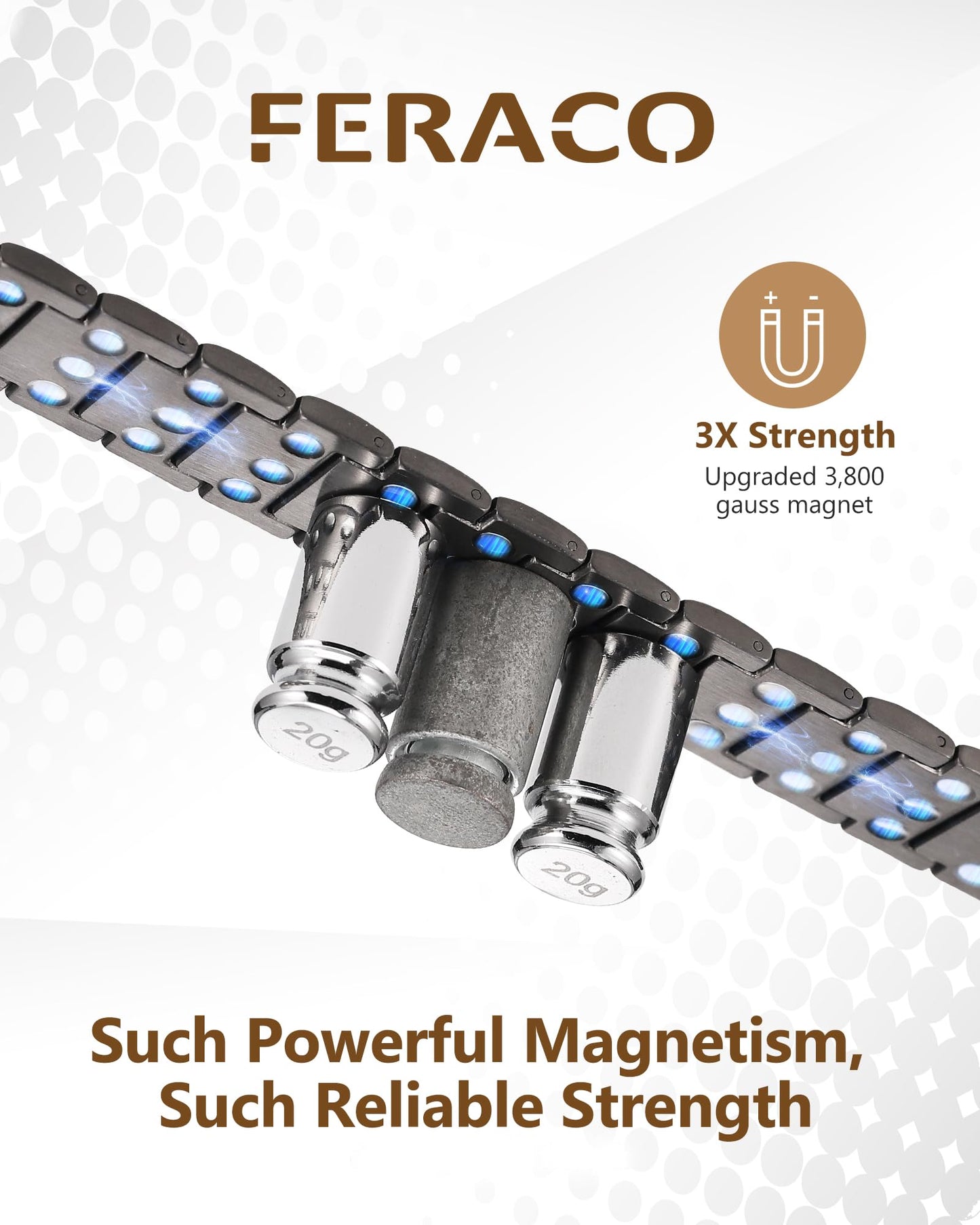 Feraco Titanium Steel Magnetic Bracelet for Men with 3500 Gauss Magnets,Men's Jewelry for Anniversary Father's Day