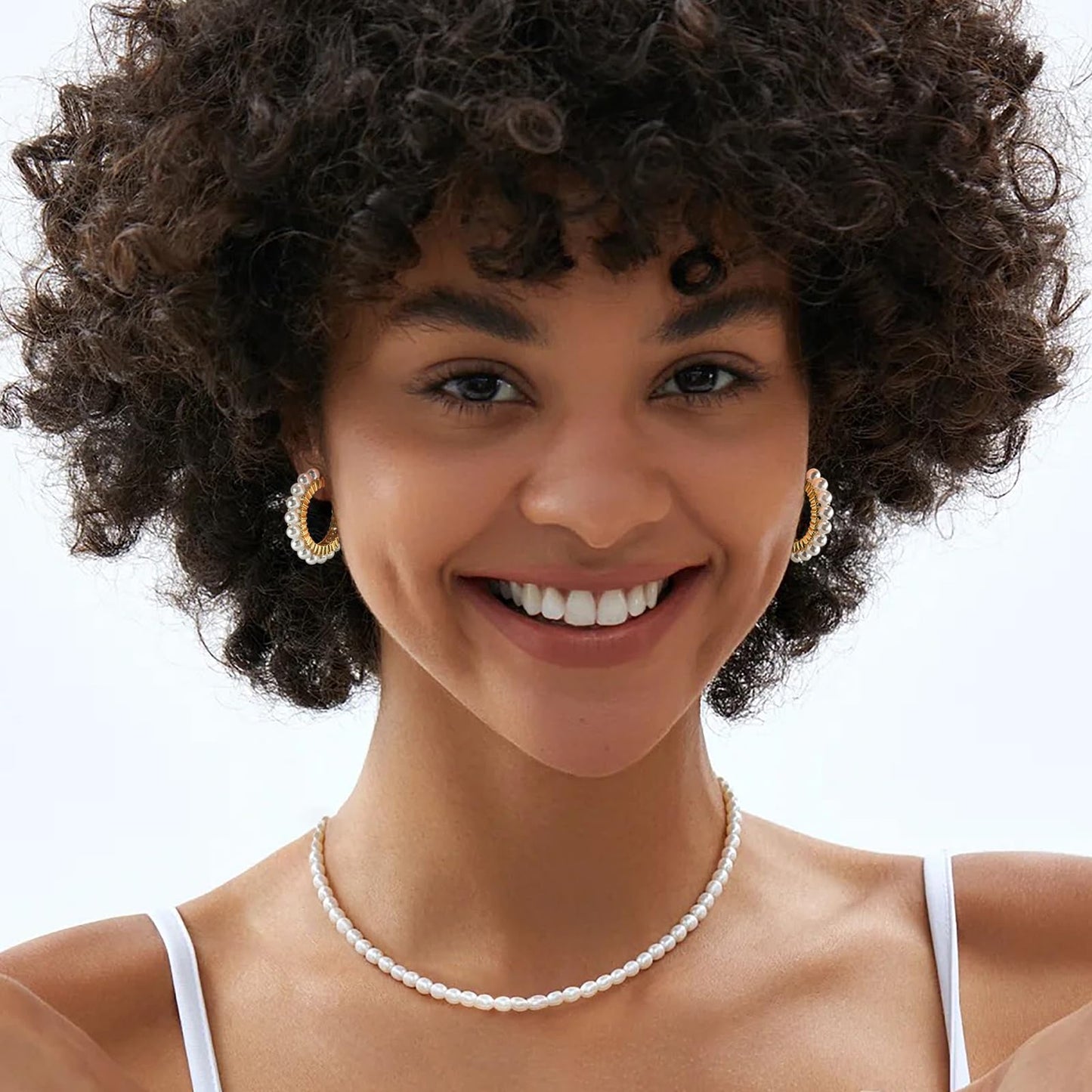 GLOQUAT 14k Gold Plated Freshwater Pearl Hoop Earrings for Women S925 Silver Post Hypoallergenic Vintage Pearl Hoops for Women Trendy Everyday Earrings with Pearl Gold Hoop Earring Lightweight Jewelry
