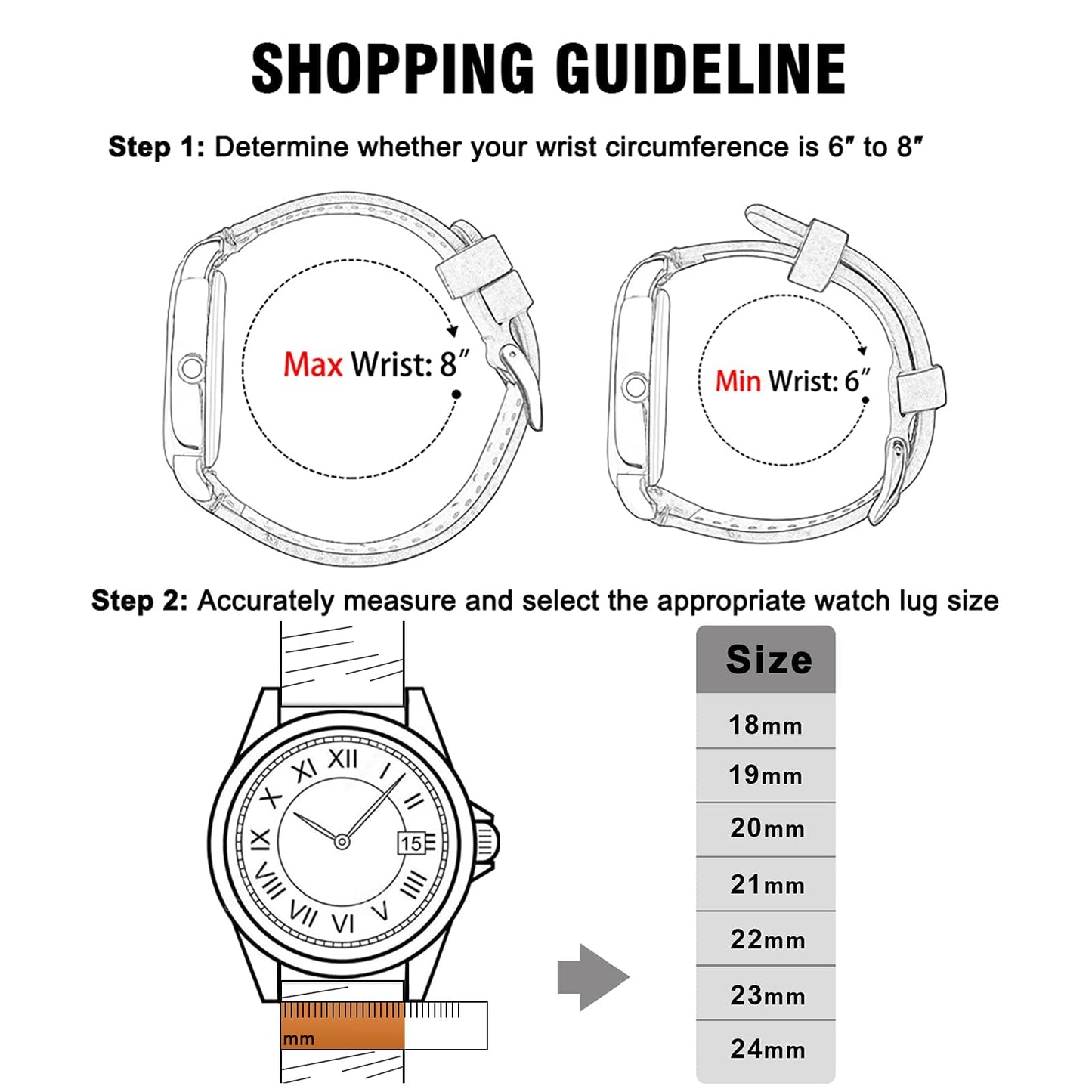 Ritche Leather Watch Strap with Quick Release Pins, 21mm Replacement Watch Band for Men and Women, Fits Smartwatches & Traditional Watches