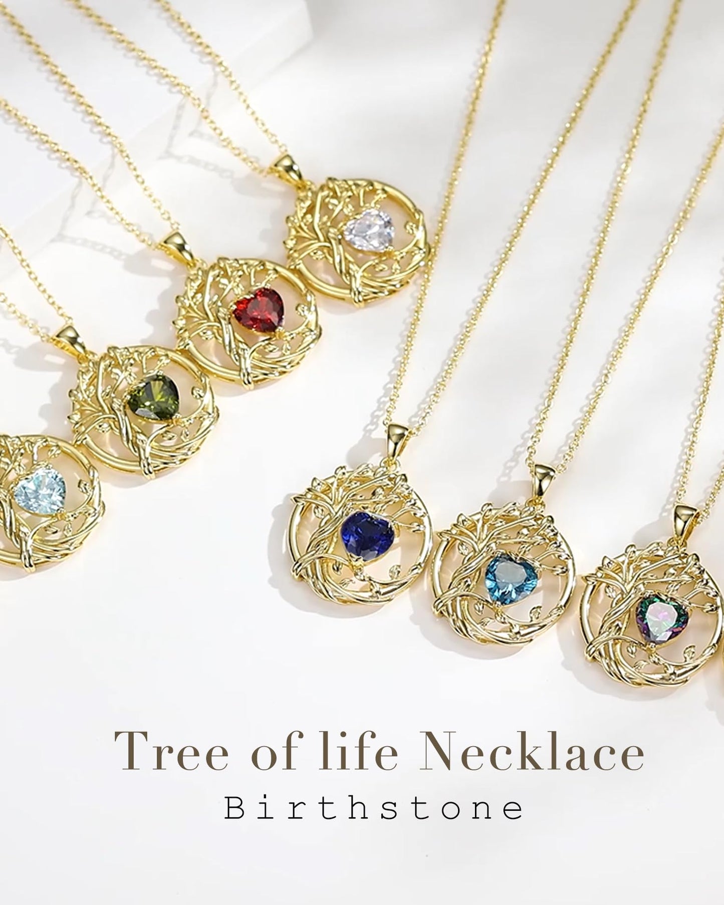 FANCIME Tree of life August Birthstone necklace for women Sterling Silver Yellow Gold Plated Tree Jewelry Peridot Pendant Green Gemstone Birthday Mothers Day Gifts for Wife Mom Her