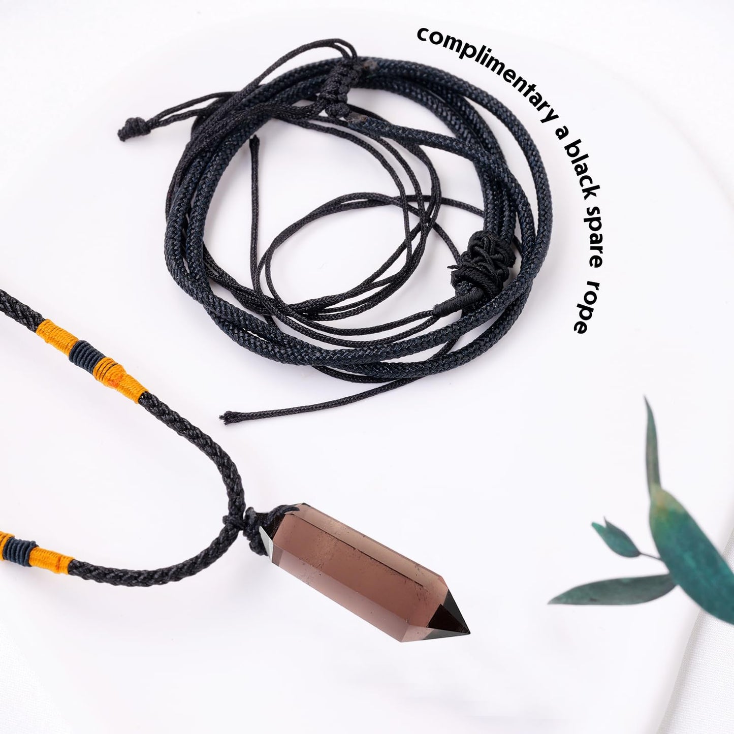 Runyangshi Smoky Quartz Healing Crystal Pendants, Double Pointed Natural Crystal Quartz Necklace 6 Faceted Chakra Crystal Wand Stone Reiki Meditation
