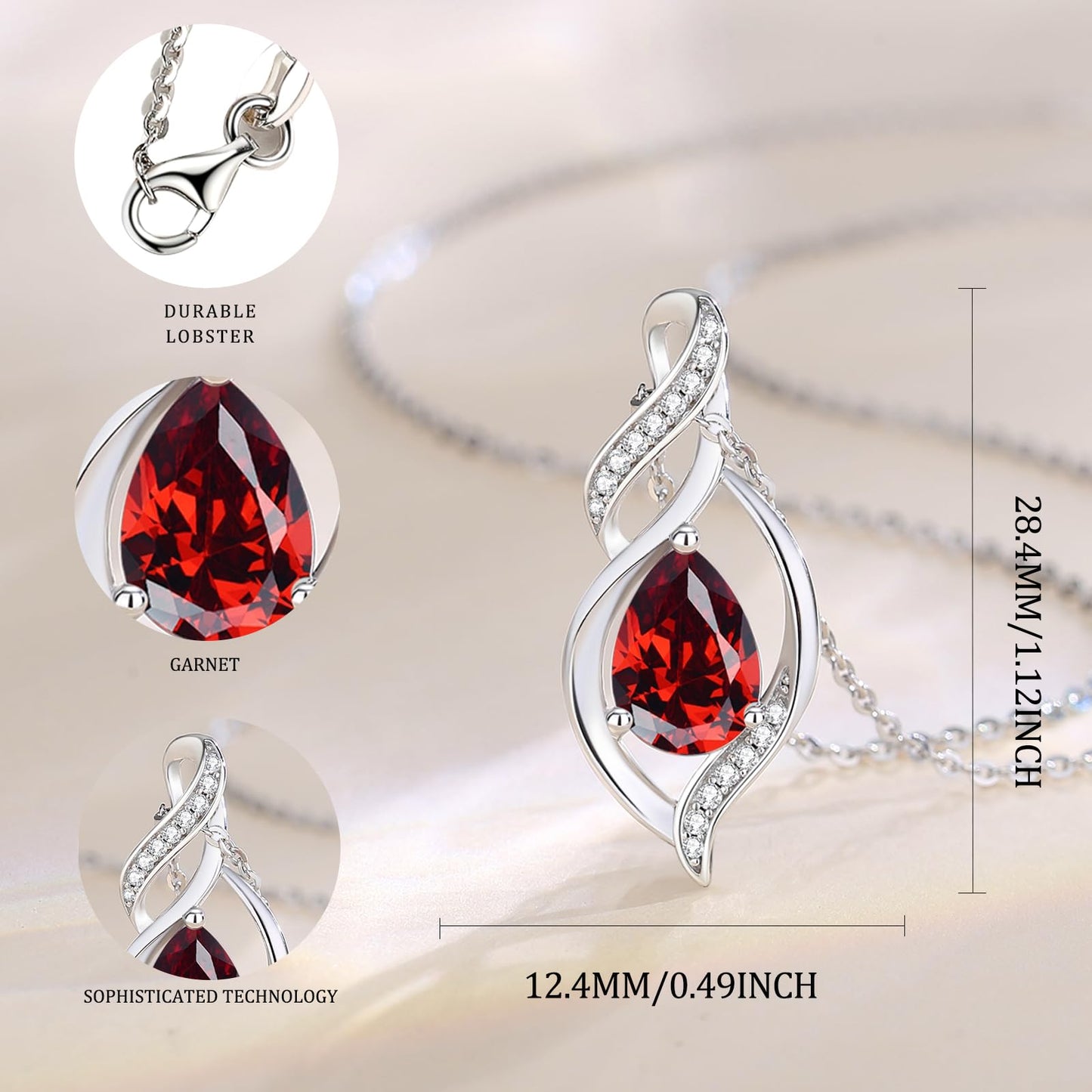 FANCIME 14K Gold Plated November Birthstone Necklace for Women Citrine Teardrop Necklace Sterling Silver Infinity Love Birthday Gifts for Women, 16"+2" Inches