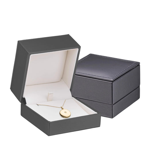 Premium Leather Necklace Box for Jewelry - Ideal for Small Necklaces & Pendant - Luxury Necklace Gift Box with Superior Stitching & Matching Outer Box by AllurePack