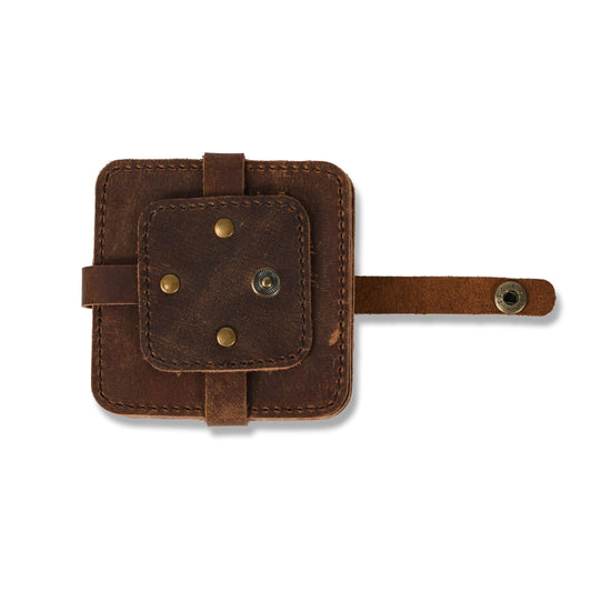 RusticVintage Set of 6 Coaster (3.5 inch) Geniune Leather Tea Coasters for Hot Water, Coffee, Beverage Beer Tea Cup Wine Luxarious Home Decor Coaster Dark Brown Square Shape