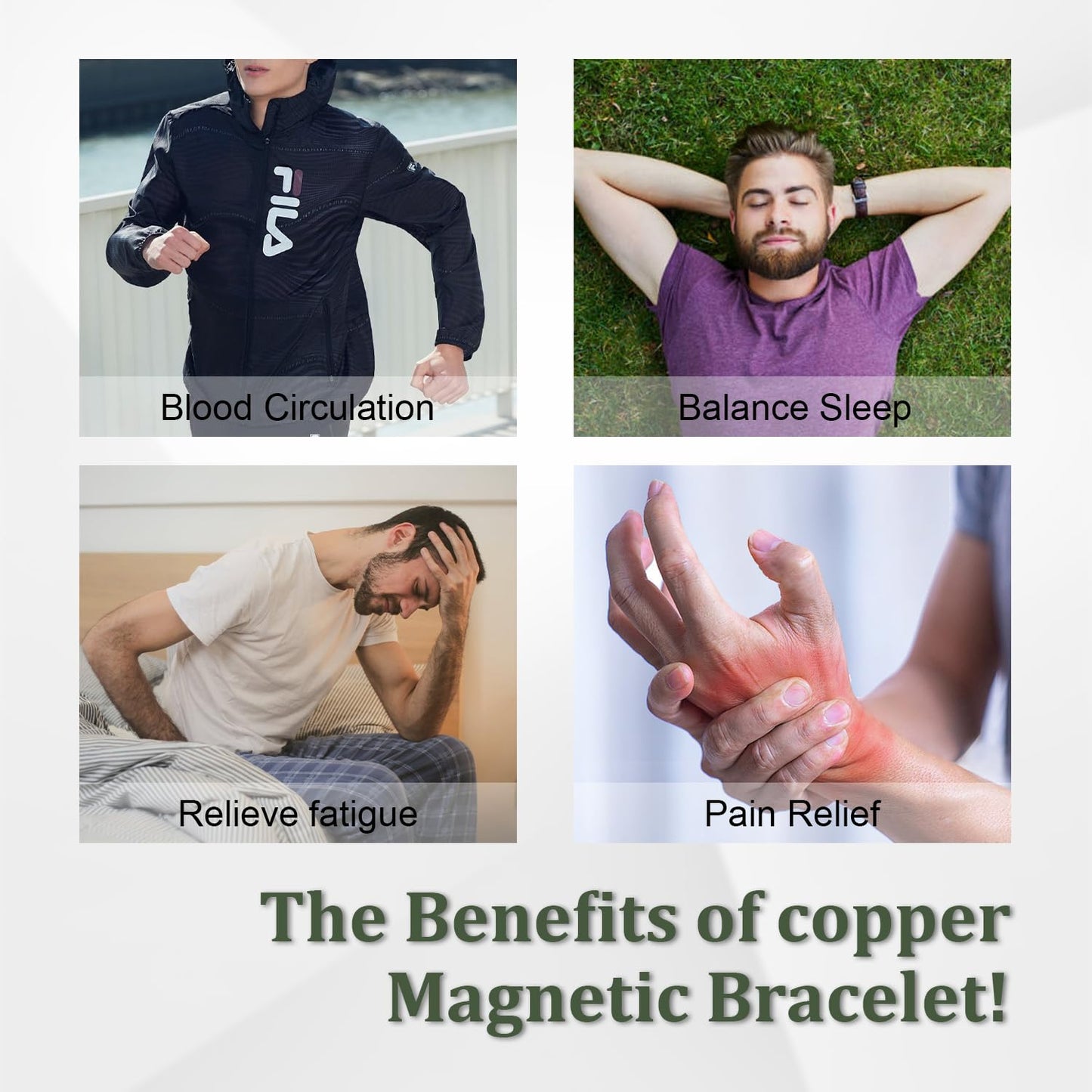 Fashtour Copper Cross Bracelet for Men, Ultra Strength Copper Bracelet & Ring Set Include Adjustable Link, Jewelry Gift